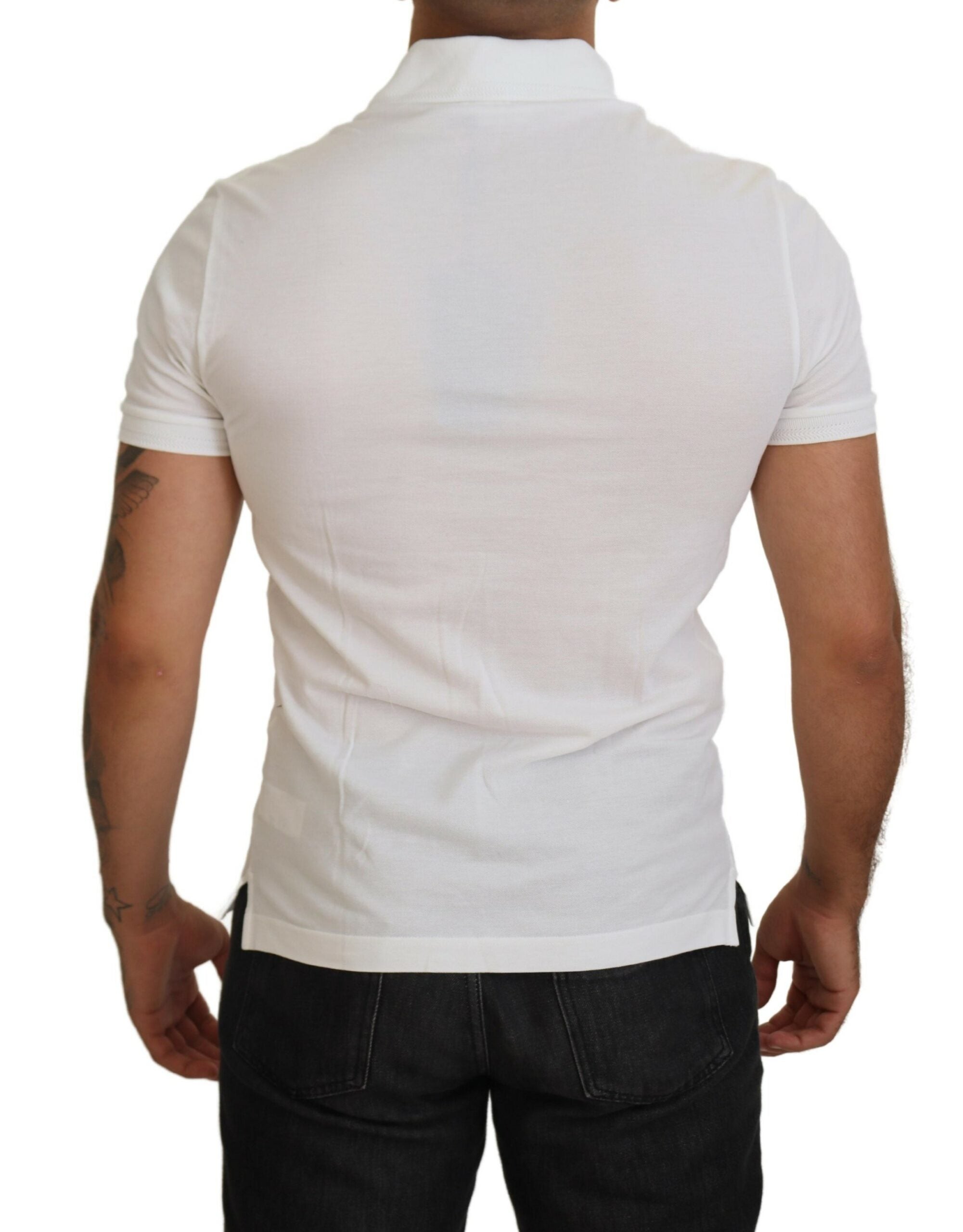 Dolce &amp; Gabbana Elegant White Cotton Blend Polo