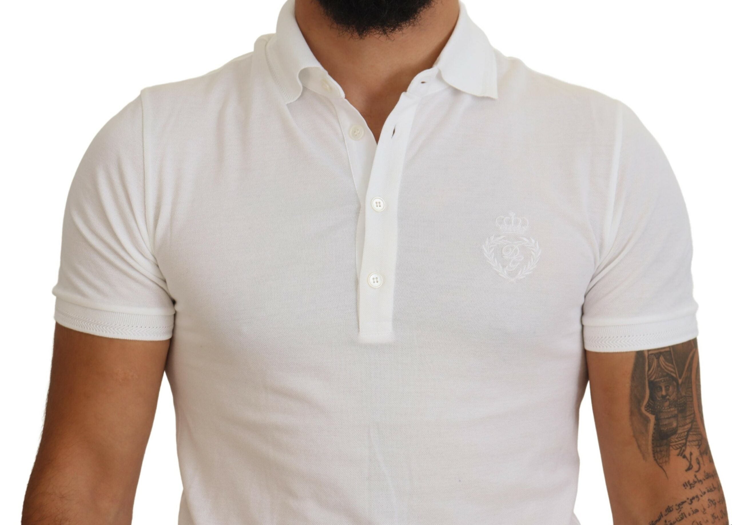 Dolce &amp; Gabbana Elegant White Cotton Blend Polo