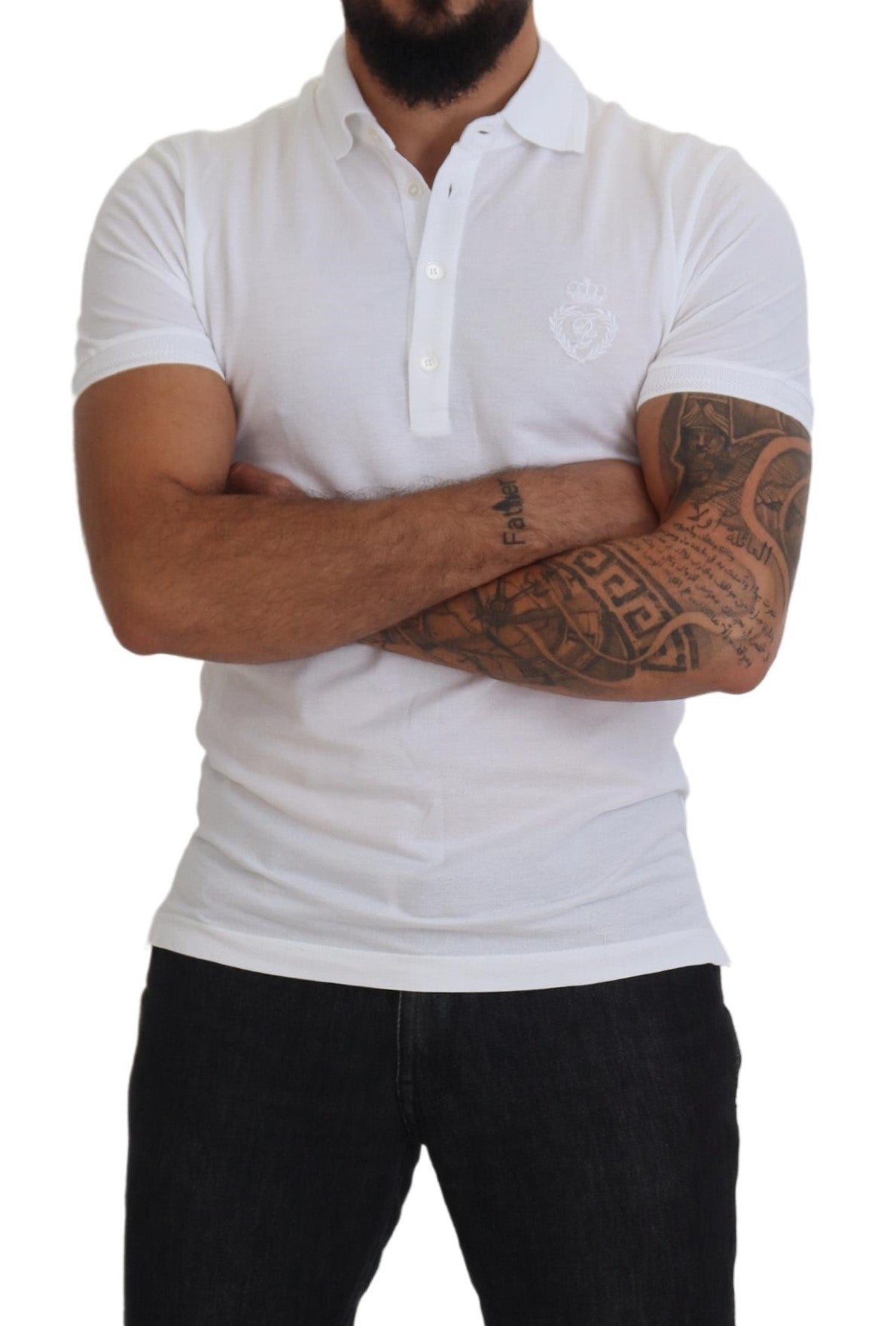 Dolce &amp; Gabbana Elegant White Cotton Blend Polo