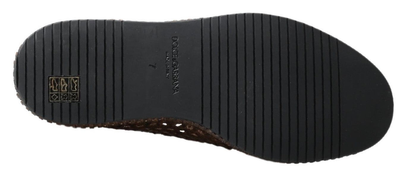 Κομψές δερμάτινες παντόφλες Loafers Dolce &amp; Gabbana σε καφέ χρώμα