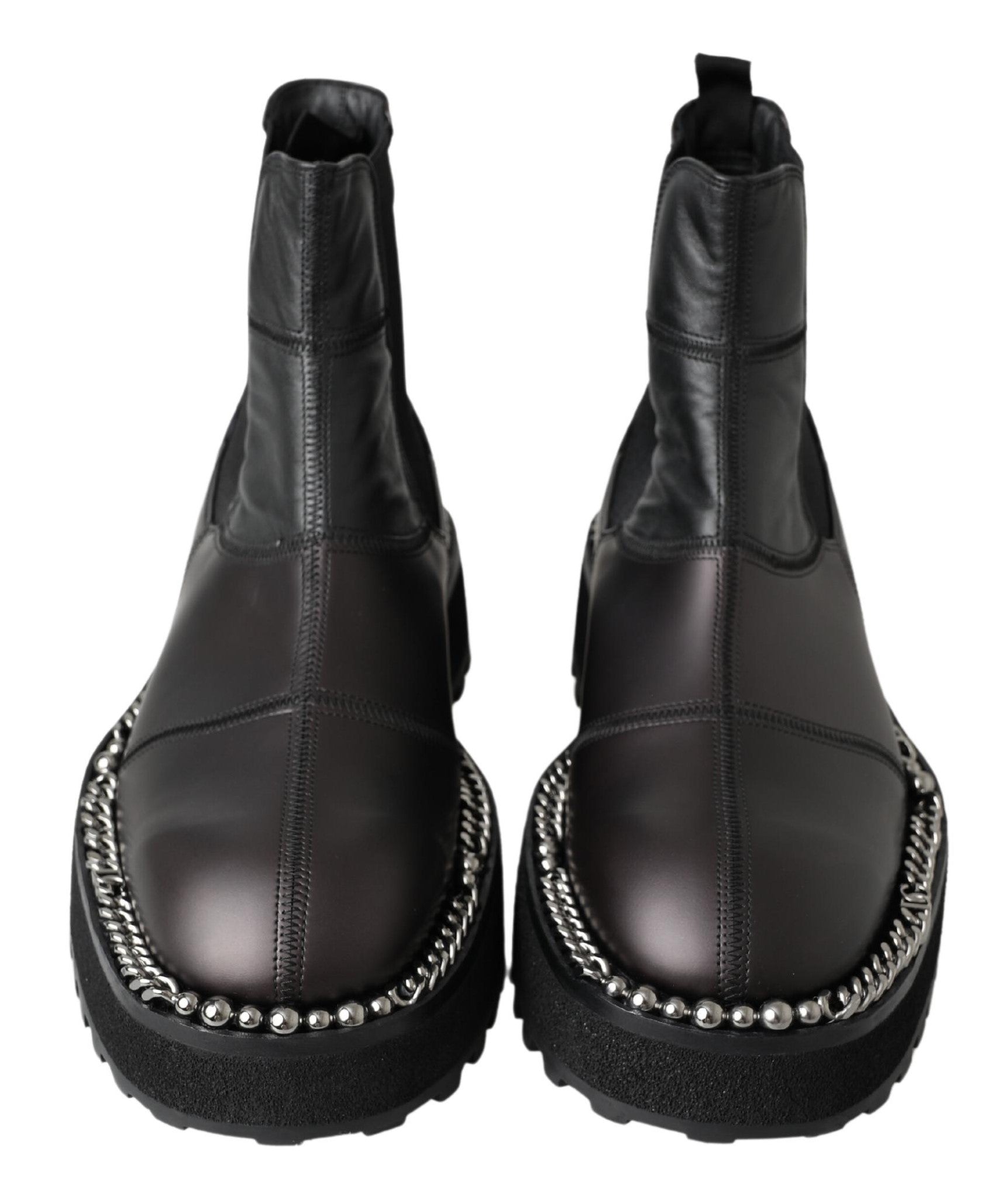 Dolce &amp; Gabbana Κομψά Μαύρα Stretch Slip On Boots