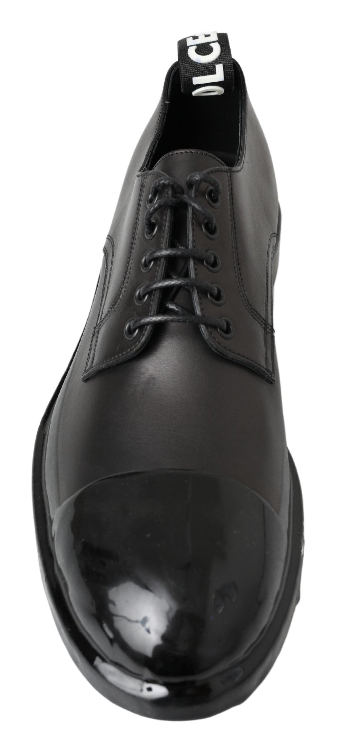 Κομψά δερμάτινα παπούτσια Dolce &amp; Gabbana Derby Lace-Up σε μαύρο χρώμα