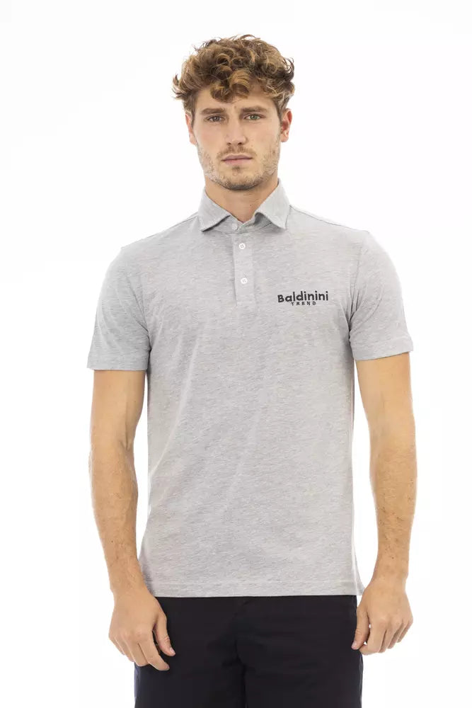 Baldinini Trend Chic Grey Embroidered Polo - Exquisite Cotton