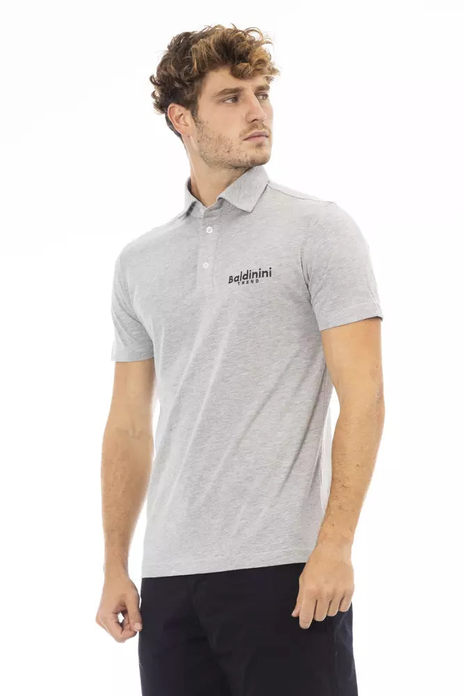 Baldinini Trend Chic Grey Embroidered Polo - Exquisite Cotton