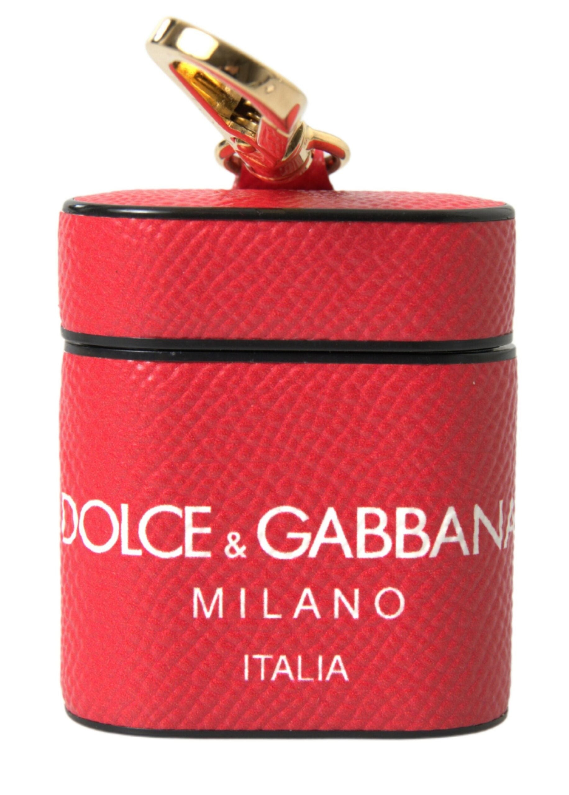 Κομψή δερμάτινη θήκη αεροπόδων Dolce &amp; Gabbana Red Calf