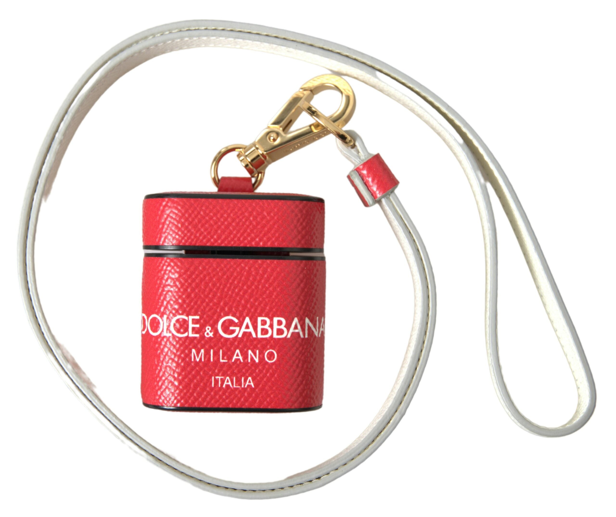 Κομψή δερμάτινη θήκη αεροπόδων Dolce &amp; Gabbana Red Calf