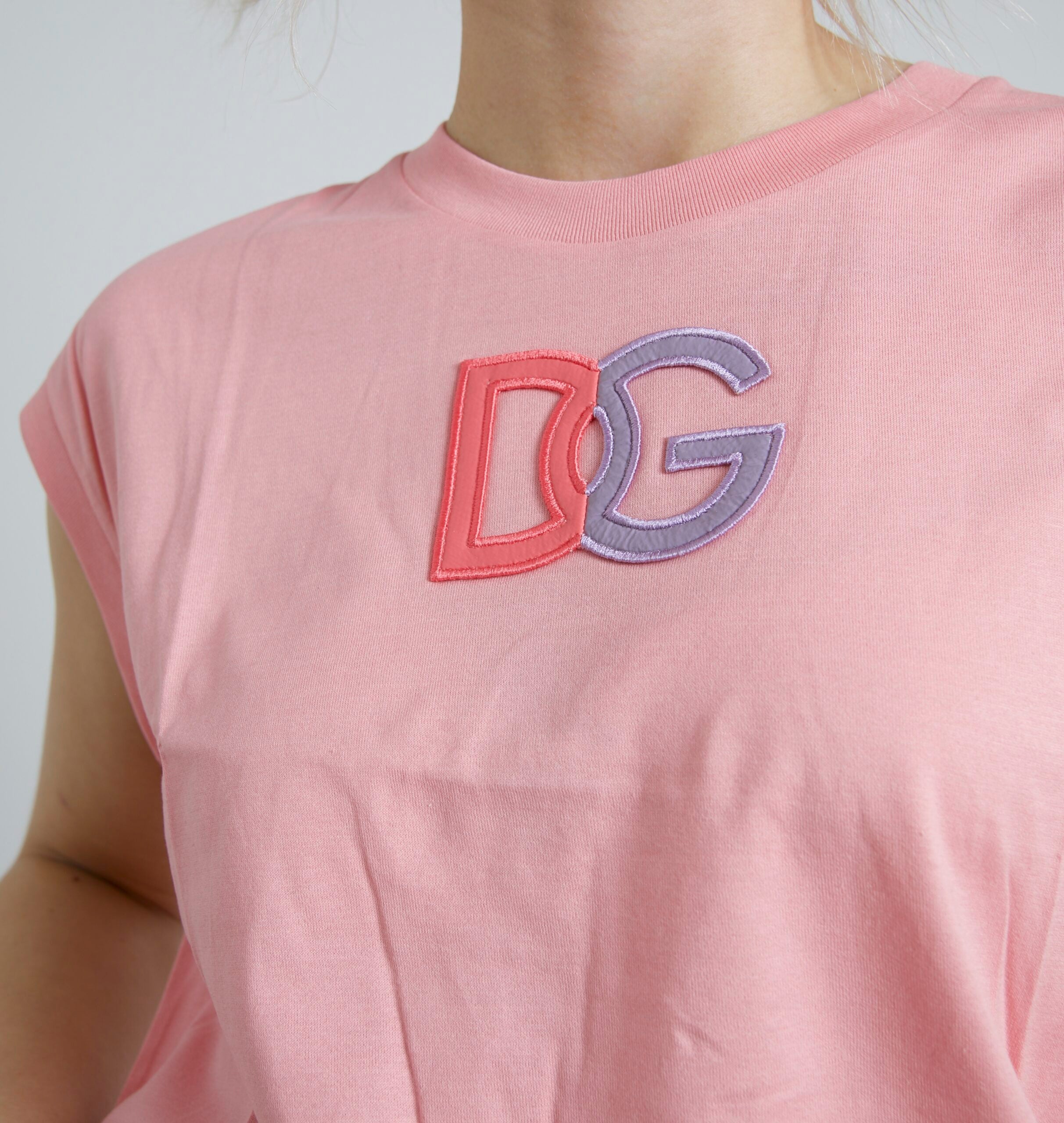 Dolce &amp; Gabbana Elegant Pink Cotton Crew Neck Tank Top