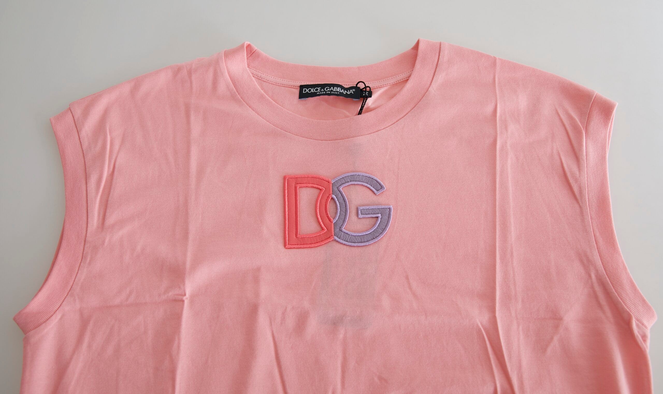 Dolce &amp; Gabbana Elegant Pink Cotton Crew Neck Tank Top