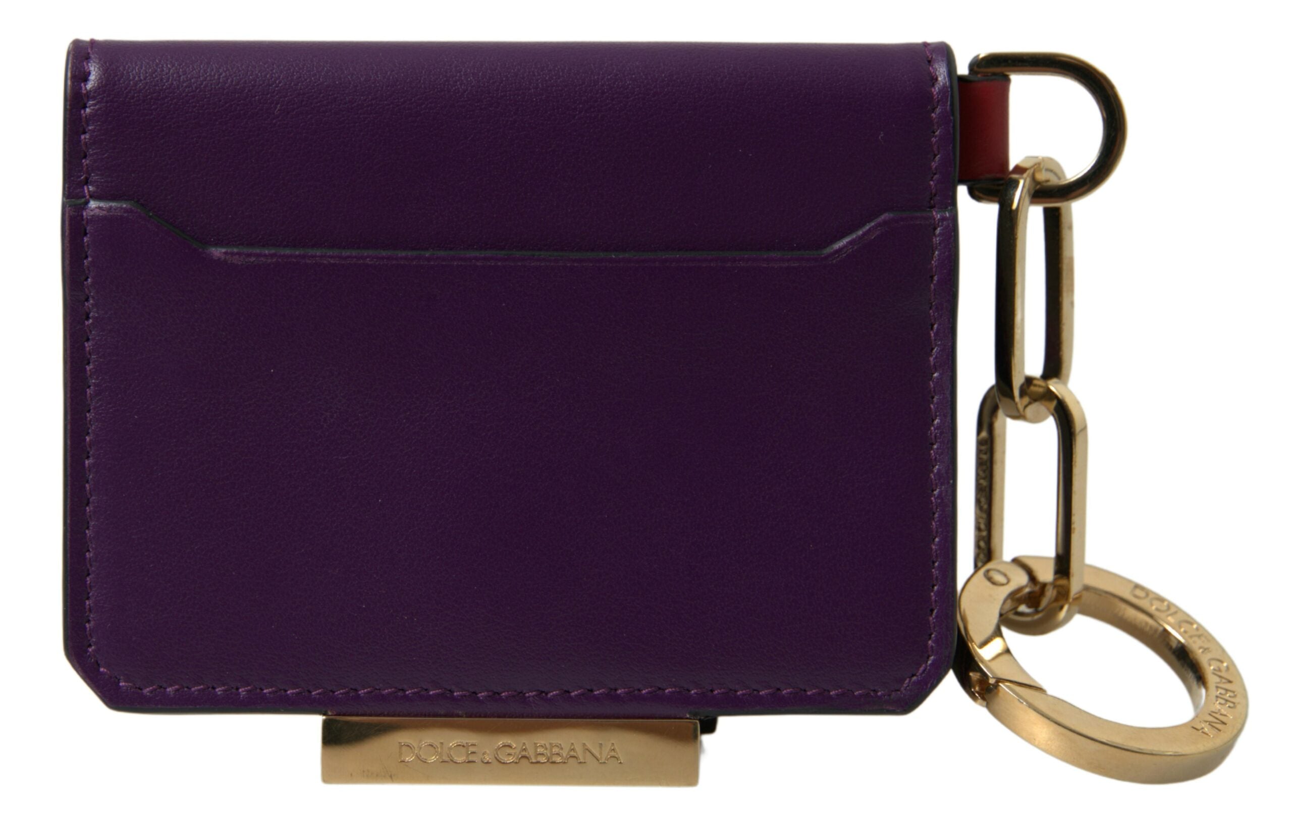 Dolce &amp; Gabbana Purple Leather French Flap Wallet