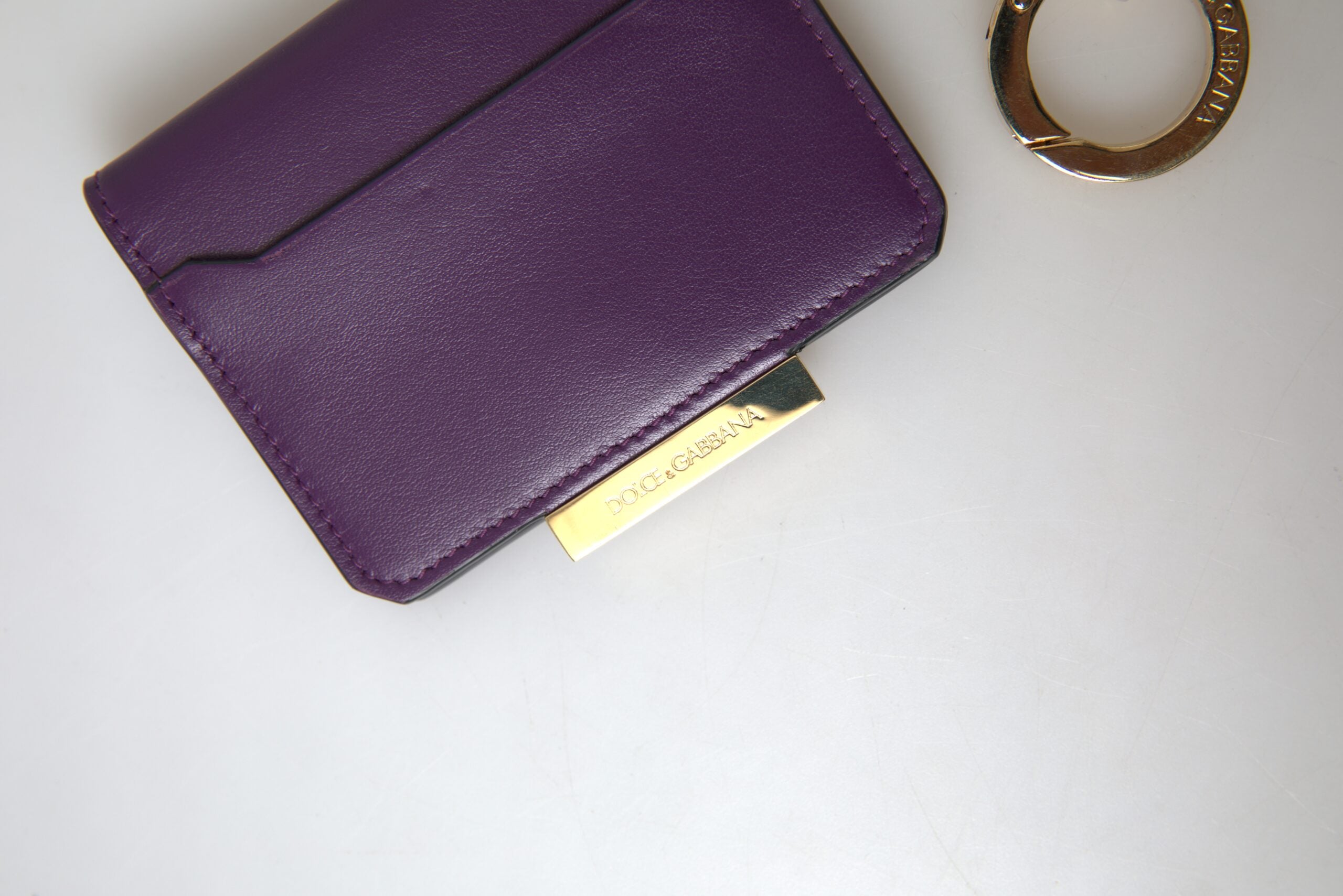 Dolce &amp; Gabbana Purple Leather French Flap Wallet