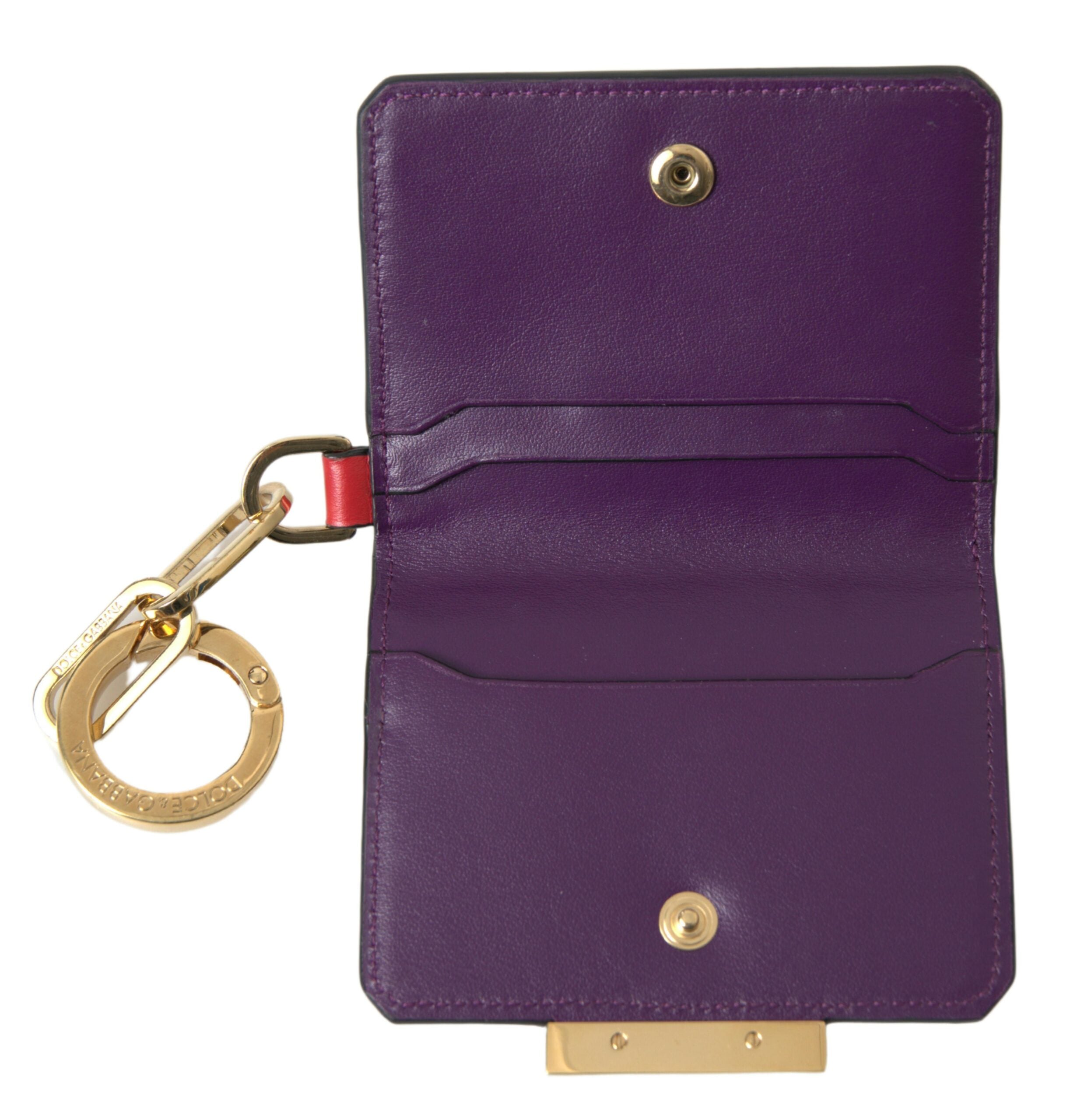 Dolce &amp; Gabbana Purple Leather French Flap Wallet