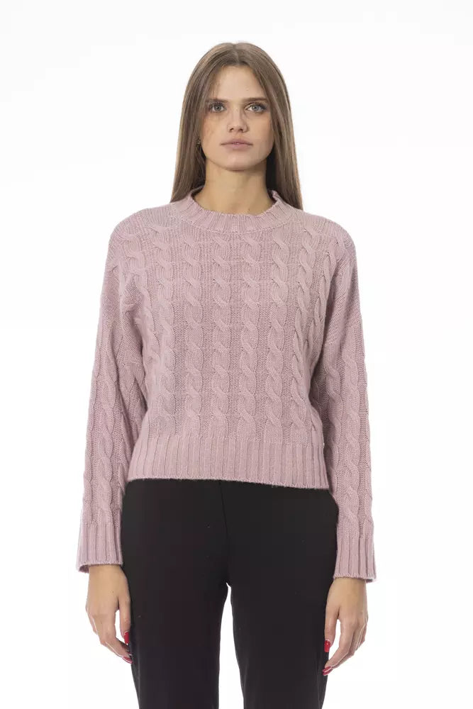 Πουλόβερ Baldinini Trend Chic Pink Wool Blend Crew Neck