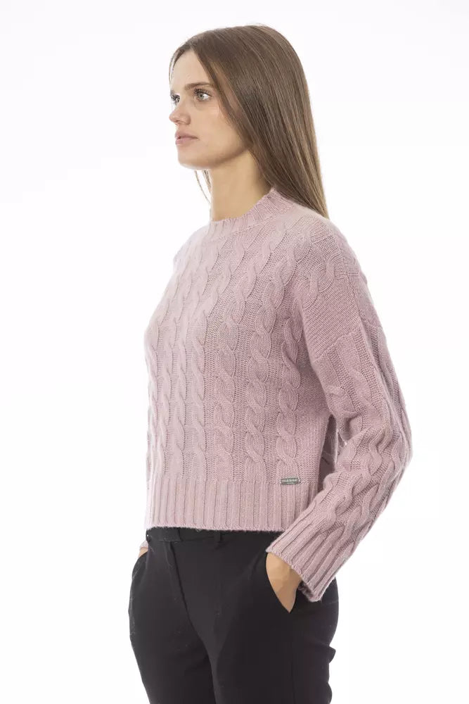 Πουλόβερ Baldinini Trend Chic Pink Wool Blend Crew Neck