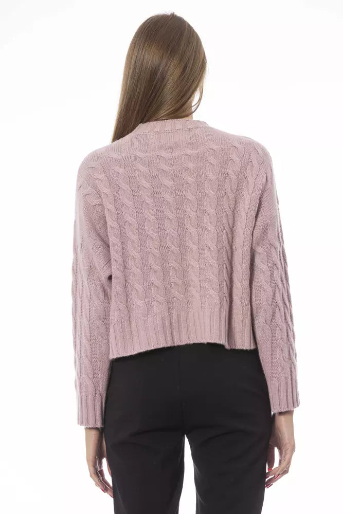 Πουλόβερ Baldinini Trend Chic Pink Wool Blend Crew Neck