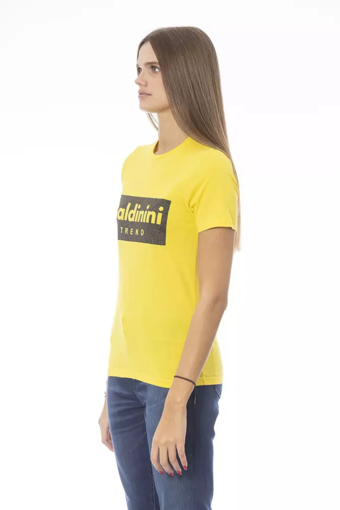 Baldinini Trend Sunshine Yellow Crew Neck Tee με ντιζάιν στάμπα