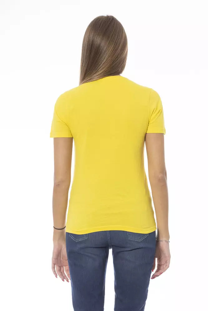 Baldinini Trend Sunshine Yellow Crew Neck Tee με ντιζάιν στάμπα