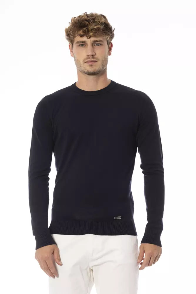 Baldinini Trend Chic Blue Crew Neck Cashmere Blend πουλόβερ