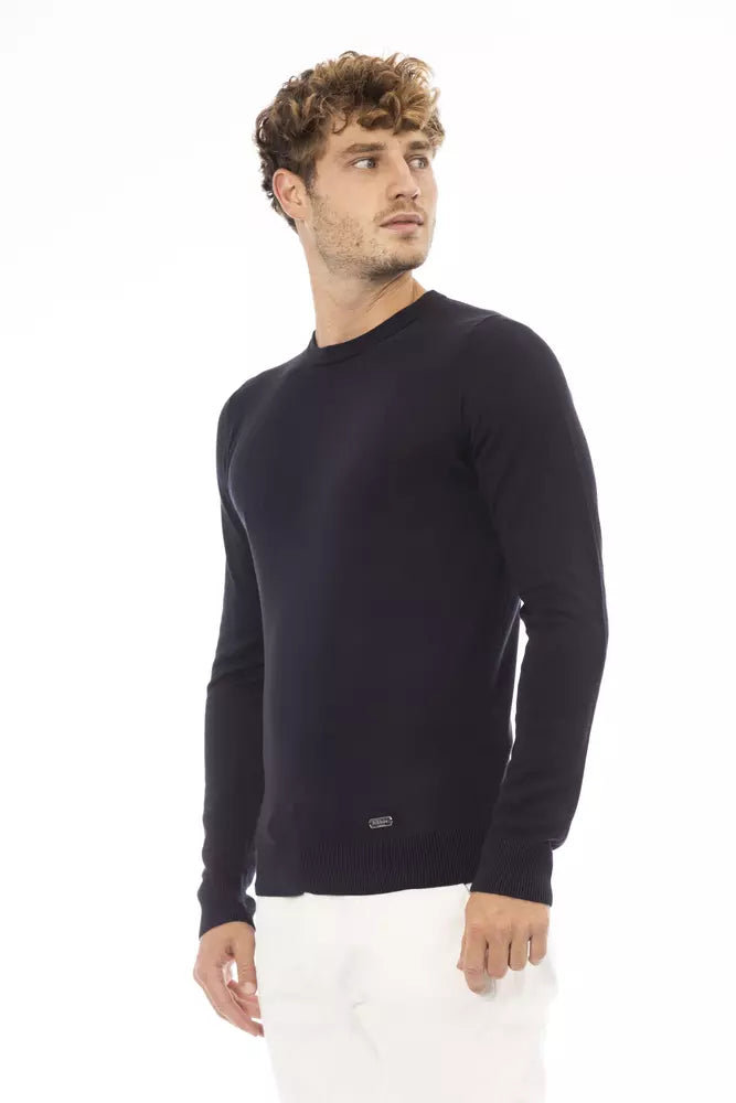 Baldinini Trend Chic Blue Crew Neck Cashmere Blend πουλόβερ