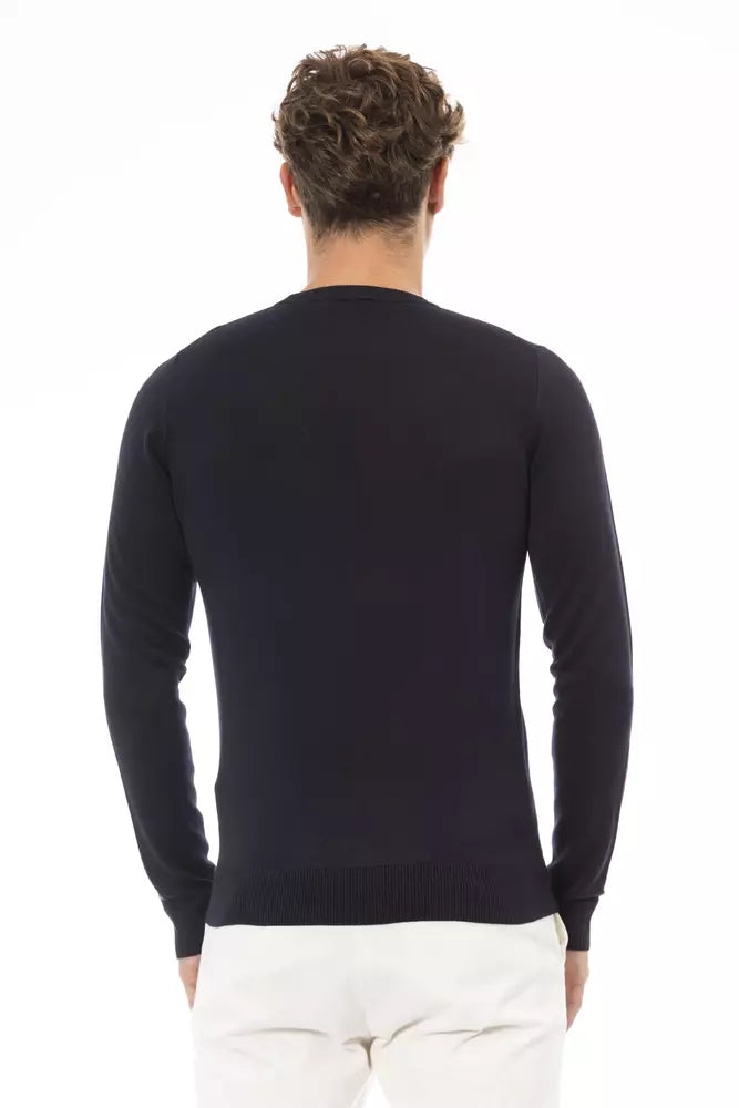 Baldinini Trend Chic Blue Crew Neck Cashmere Blend πουλόβερ