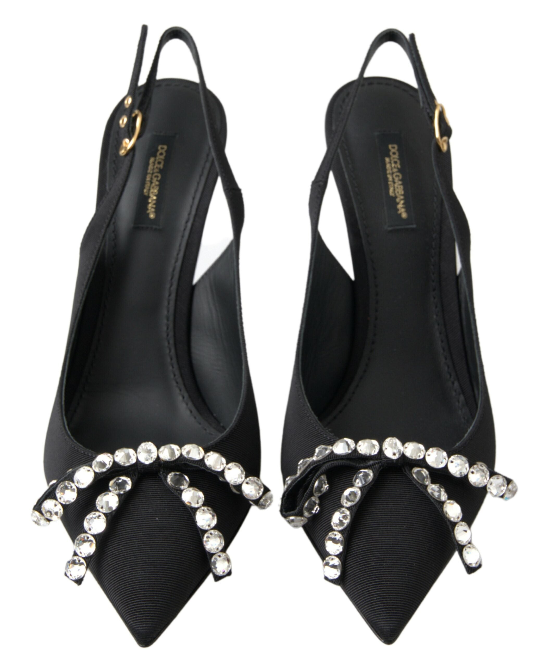 Dolce & Gabbana Embellished Black Slingback Heels Pumps