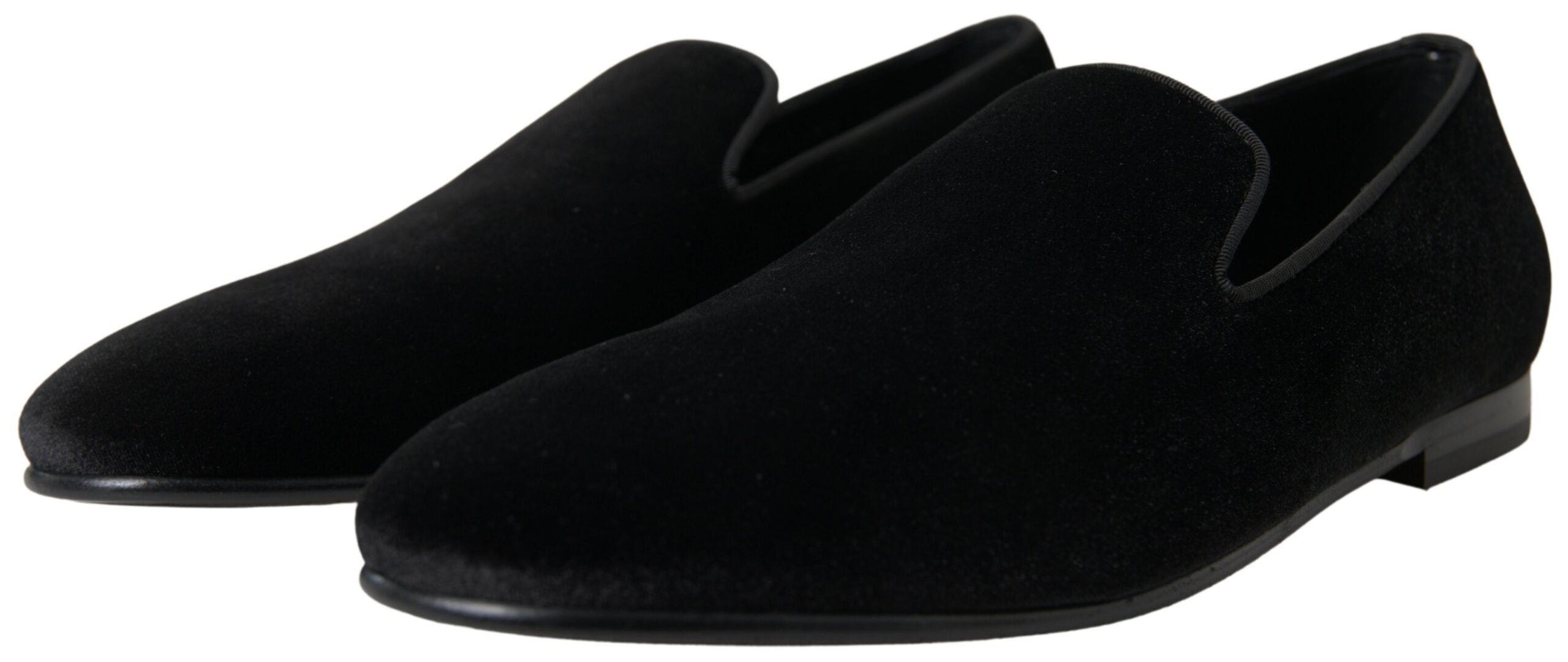 Dolce &amp; Gabbana Elegant Velvet Black Loafers για άνδρες