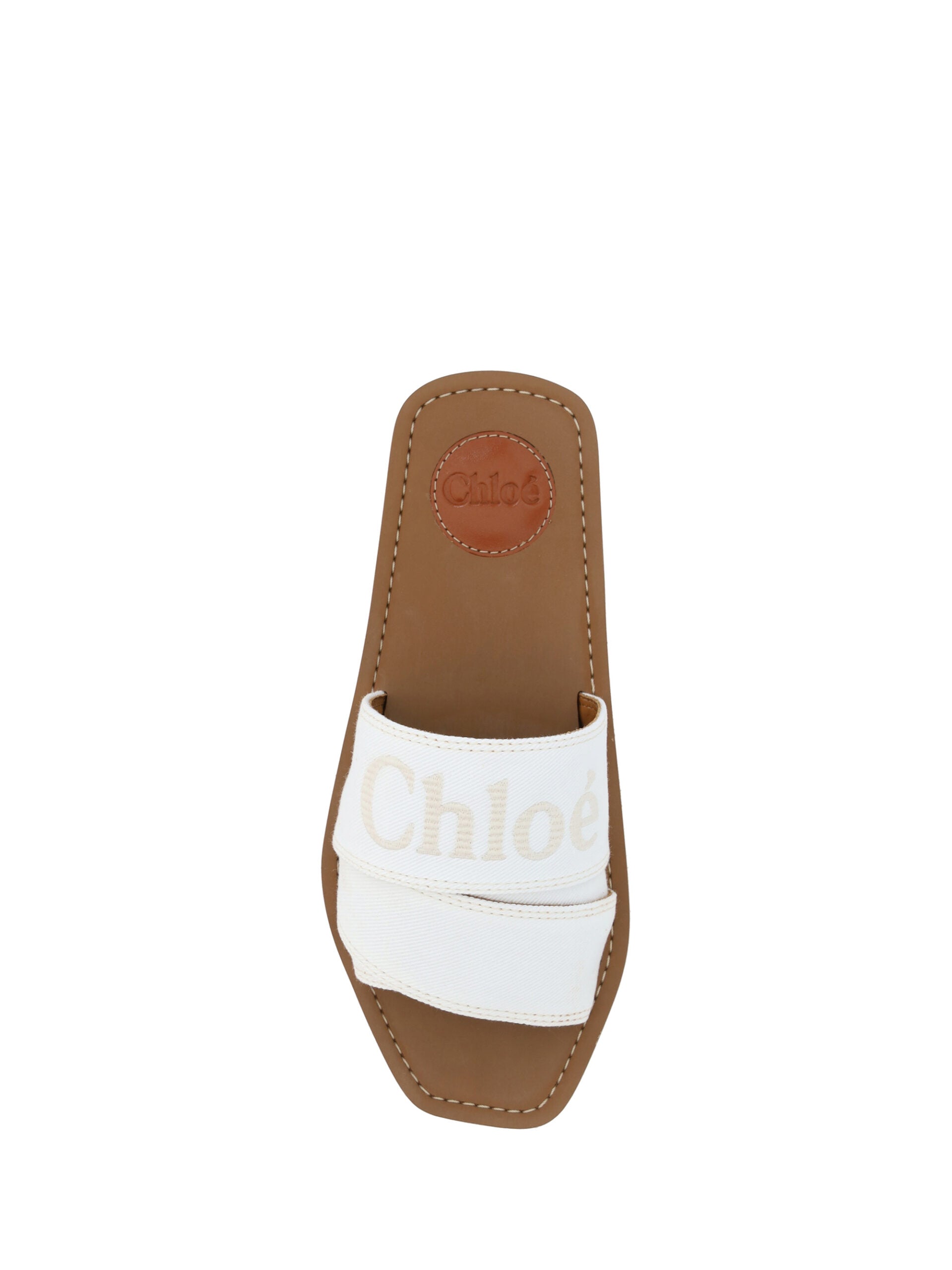 Chloé Elegant White Cotton Slide Sandals