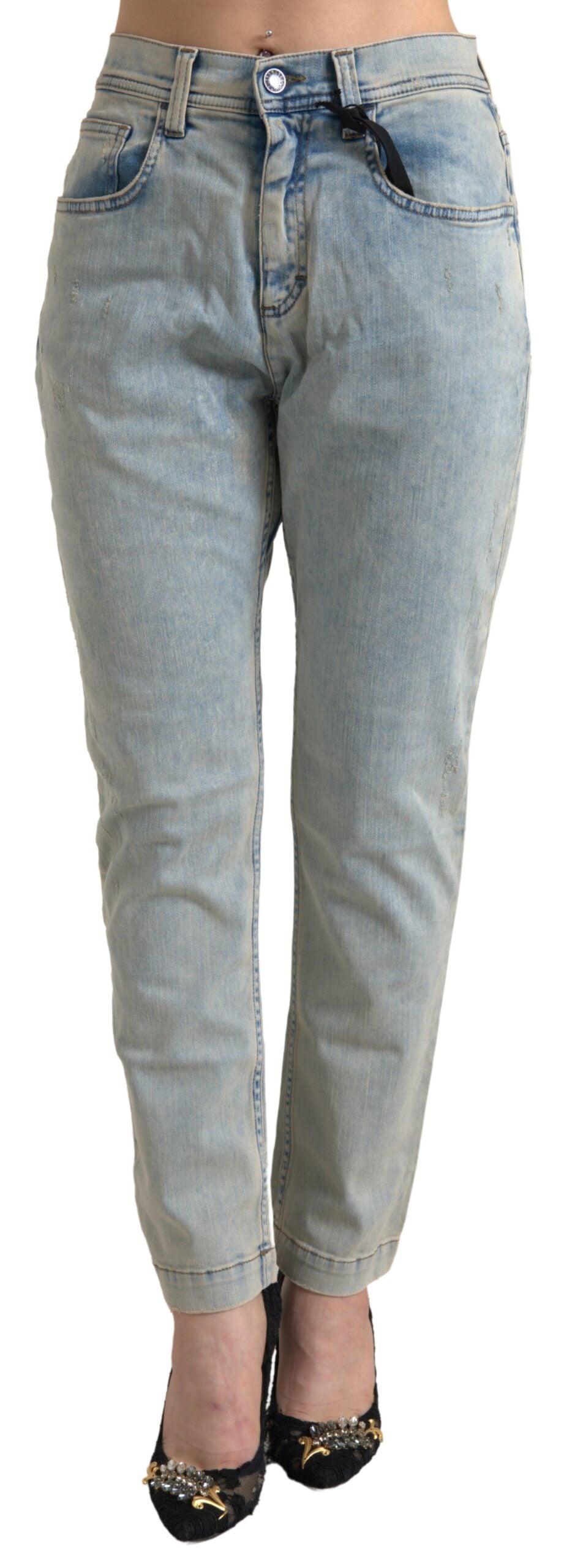 Dolce &amp; Gabbana Chic Mid Waist Skinny Jeans σε μπλε χρώμα