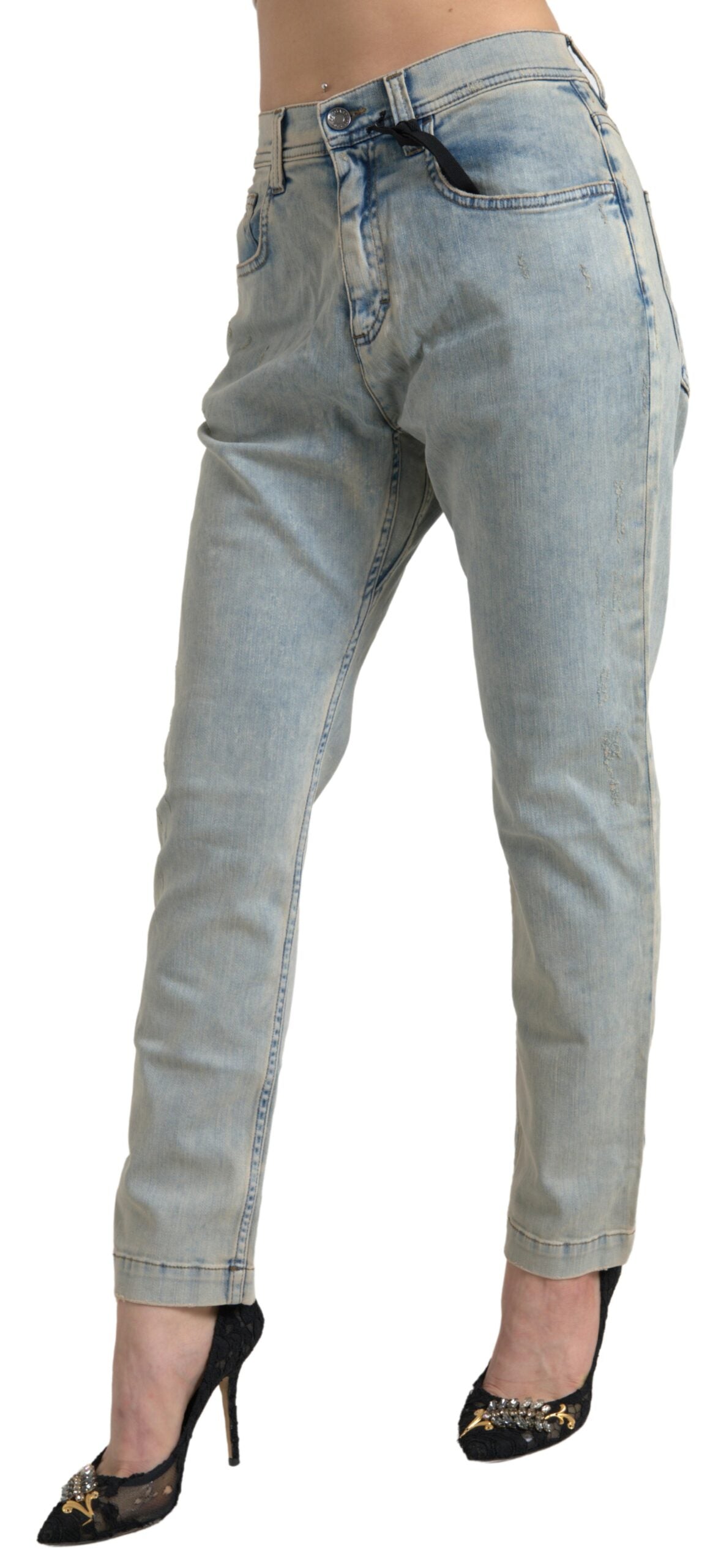 Dolce &amp; Gabbana Chic Mid Waist Skinny Jeans σε μπλε χρώμα