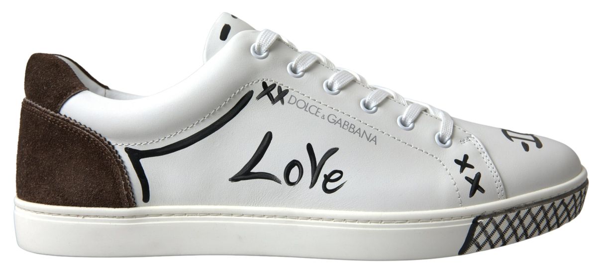 Dolce &amp; Gabbana Sleek White Leather Casual Sneakers