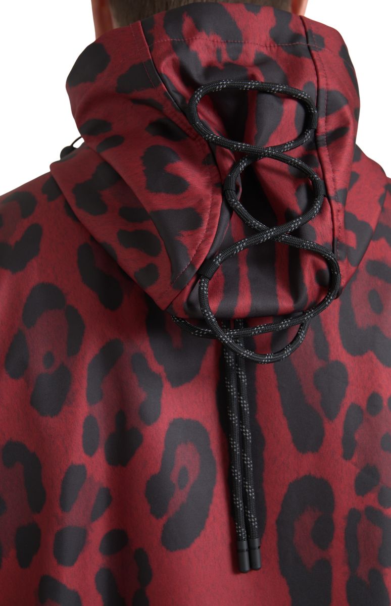 Μπουφάν με κουκούλα Dolce &amp; Gabbana Radiant Red Leopard Print