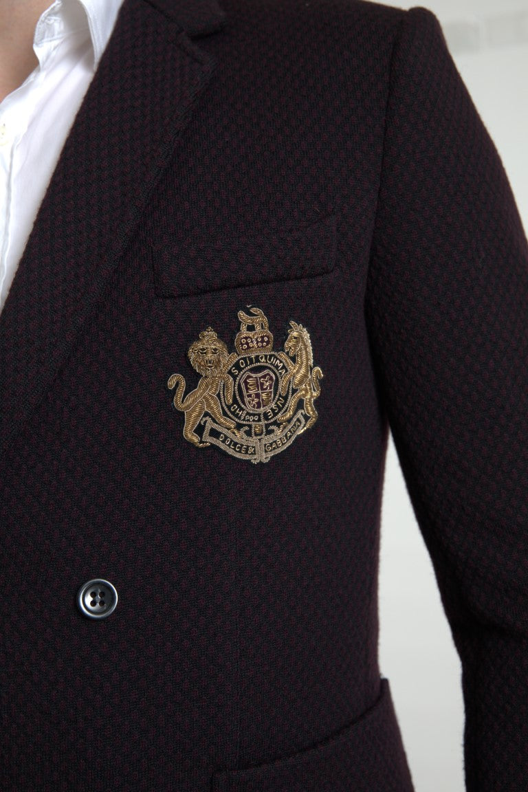 Dolce &amp; Gabbana Elegant Purple Double Breasted Wool Blazer