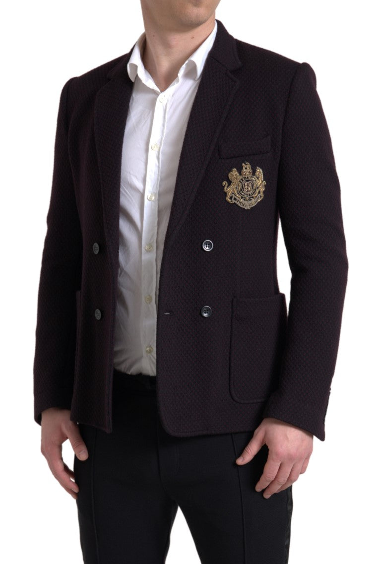 Dolce &amp; Gabbana Elegant Purple Double Breasted Wool Blazer