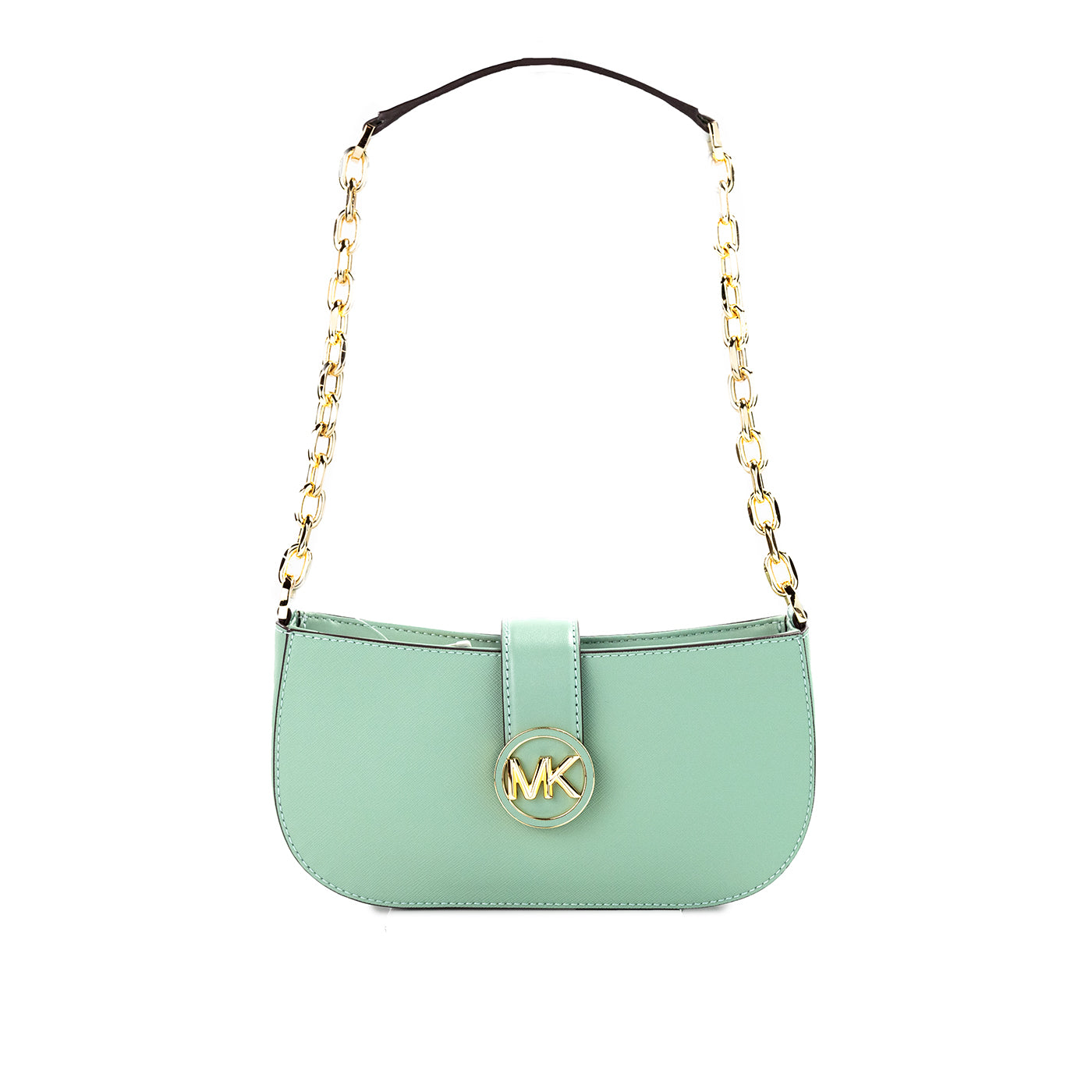 Τσαντάκι χιαστί ώμου Michael Kors Carmen Small Sea Green Leather Pouchette