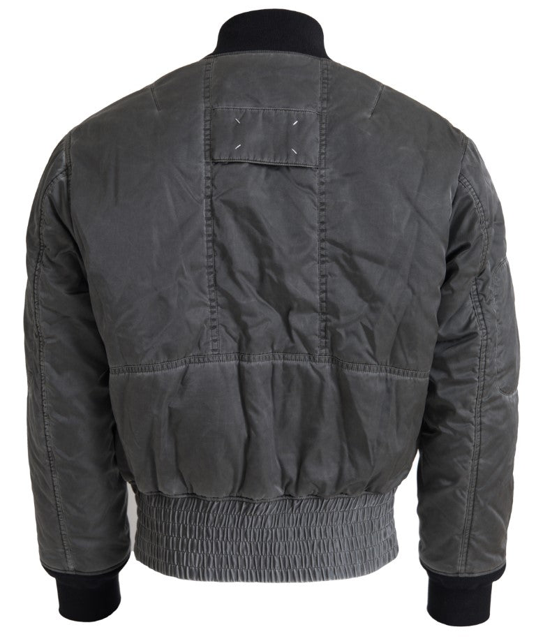 MM6 Maison Margiela Elegant Grey Bomber Jacket Πλήρες κλείσιμο με φερμουάρ