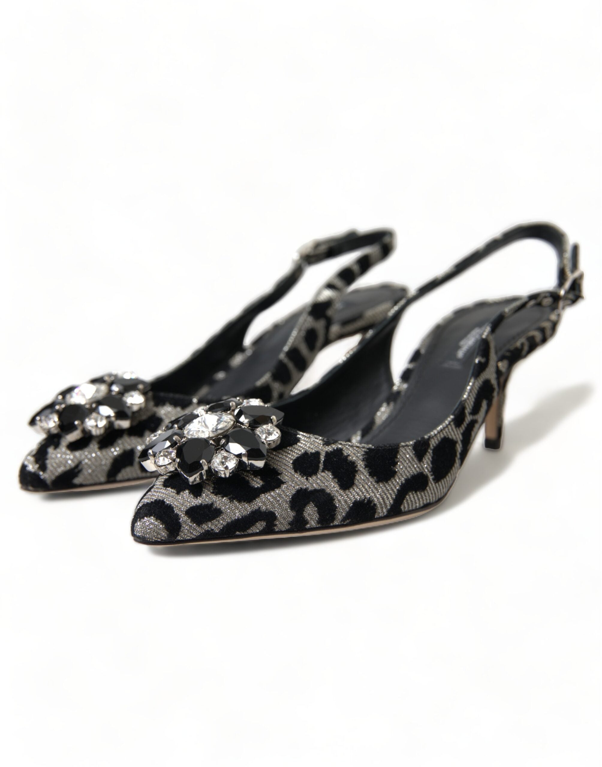 Dolce &amp; Gabbana Crystal Leopard Slingback Heel Pumps