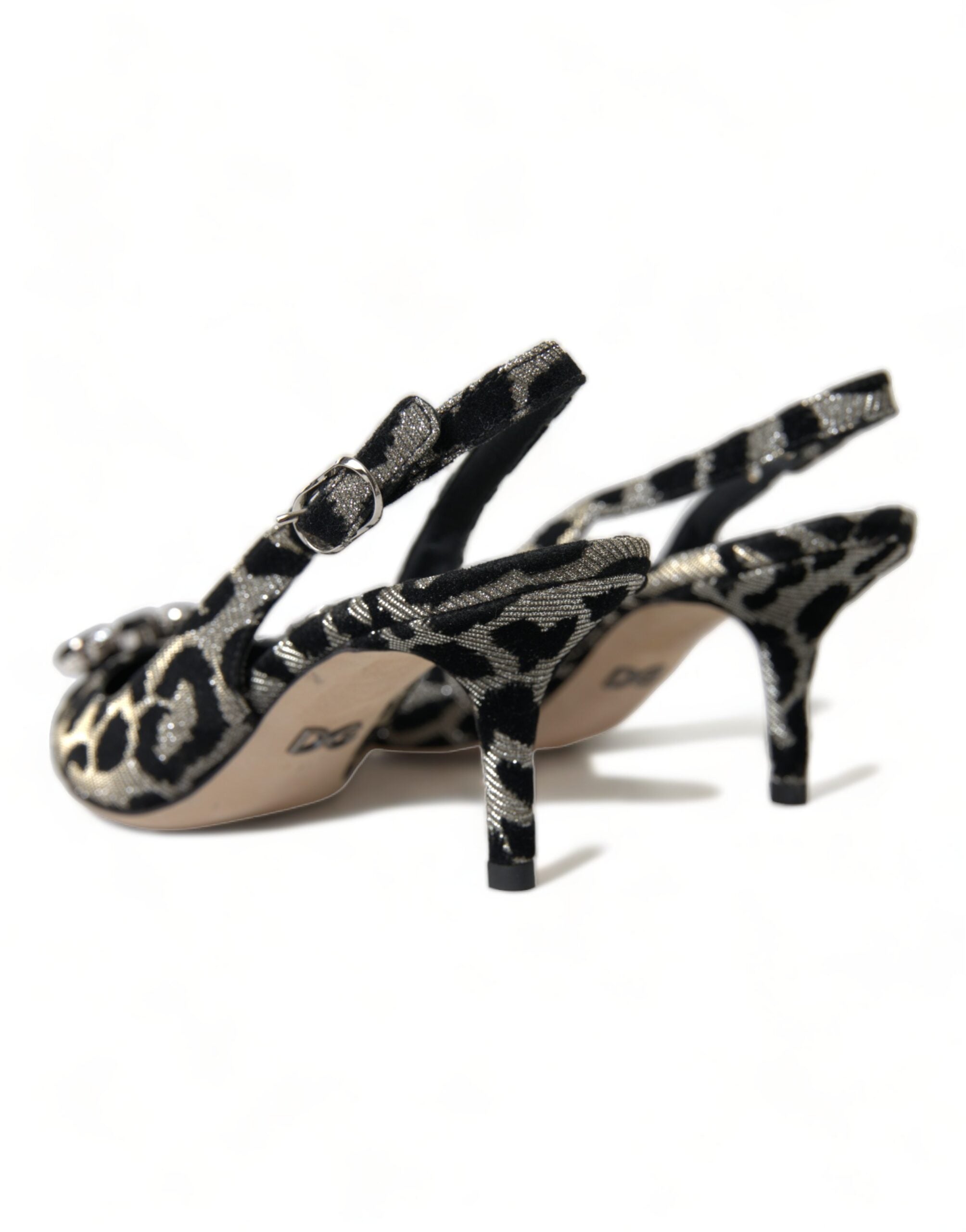 Dolce &amp; Gabbana Crystal Leopard Slingback Heel Pumps