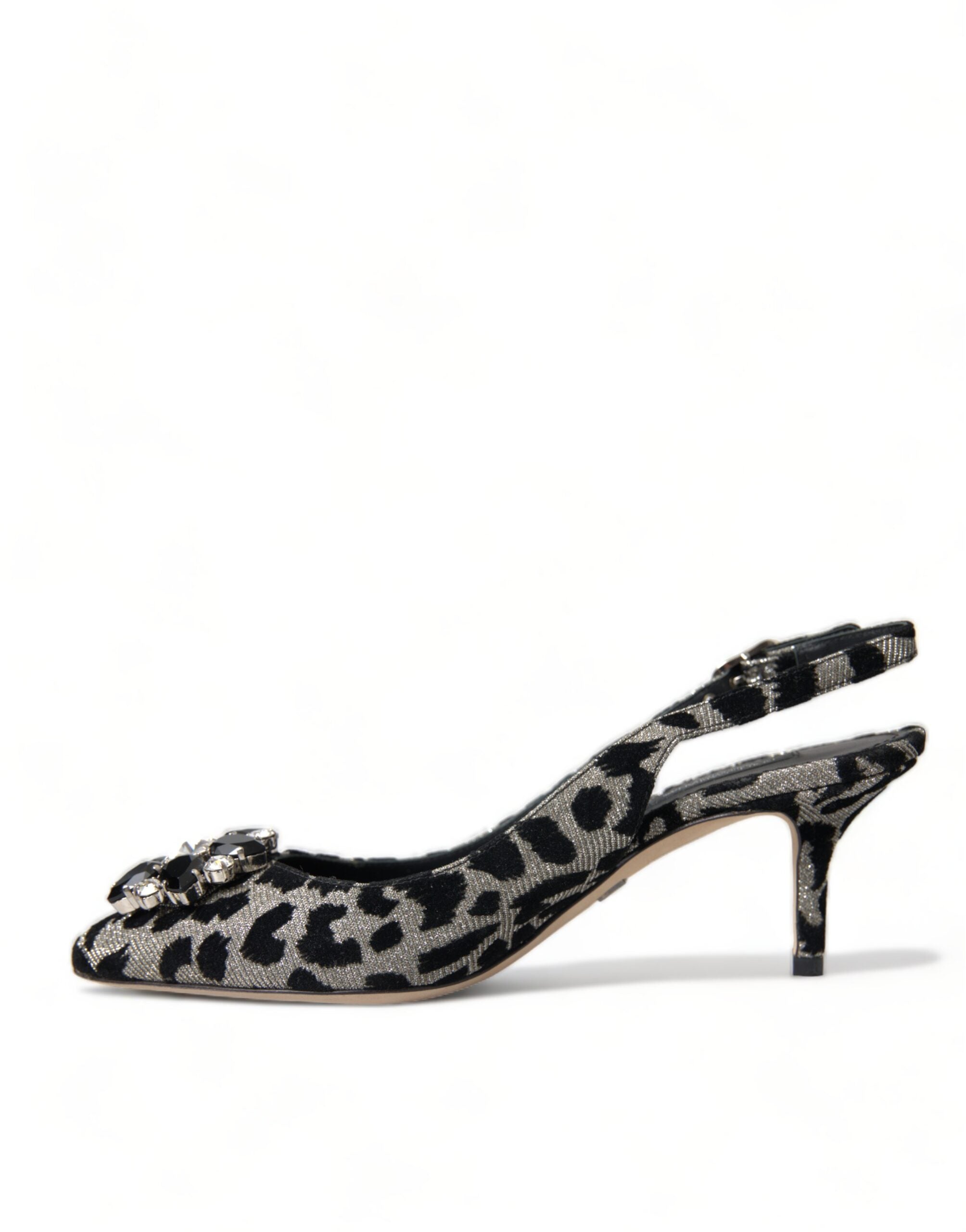 Dolce &amp; Gabbana Crystal Leopard Slingback Heel Pumps