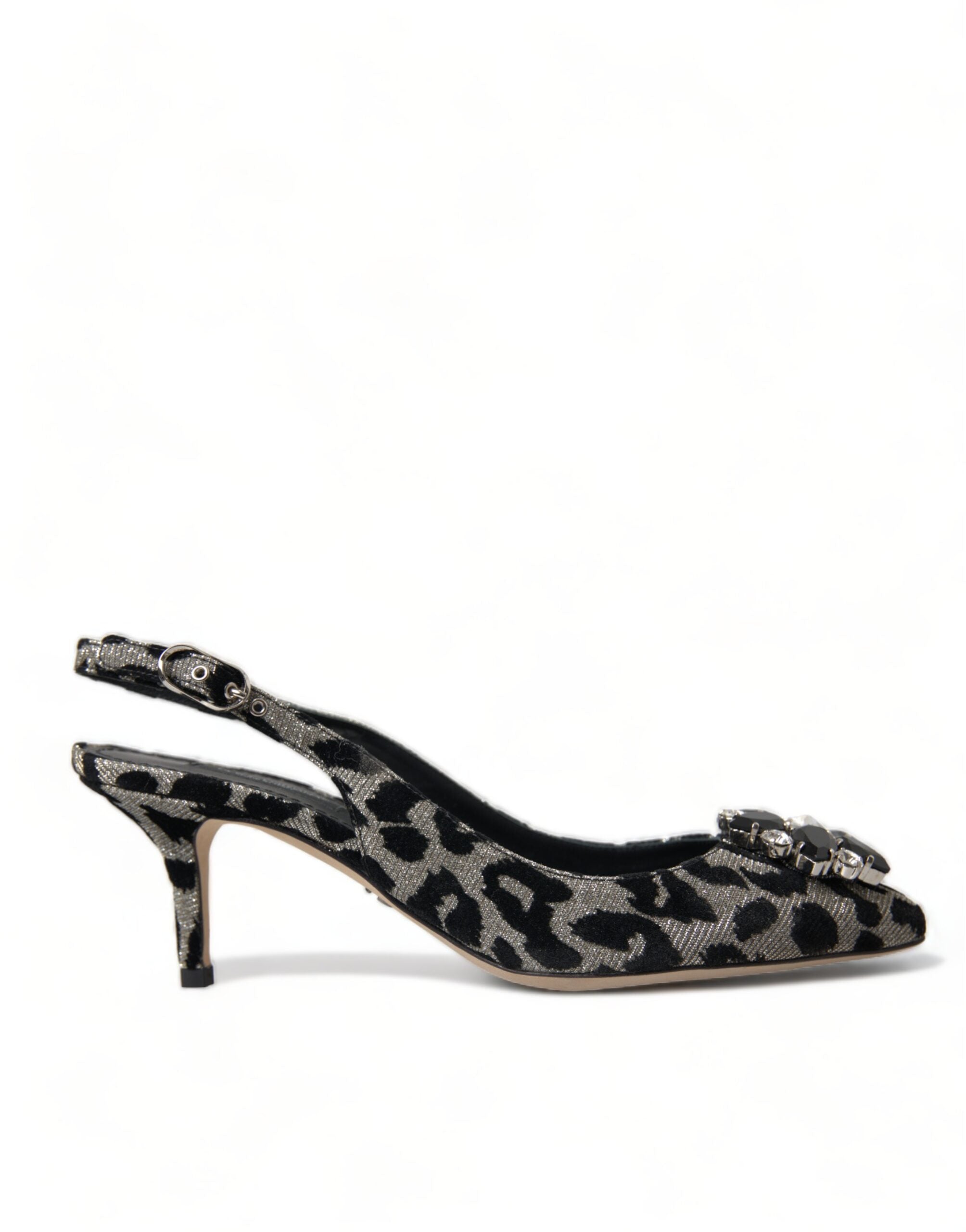 Dolce &amp; Gabbana Crystal Leopard Slingback Heel Pumps