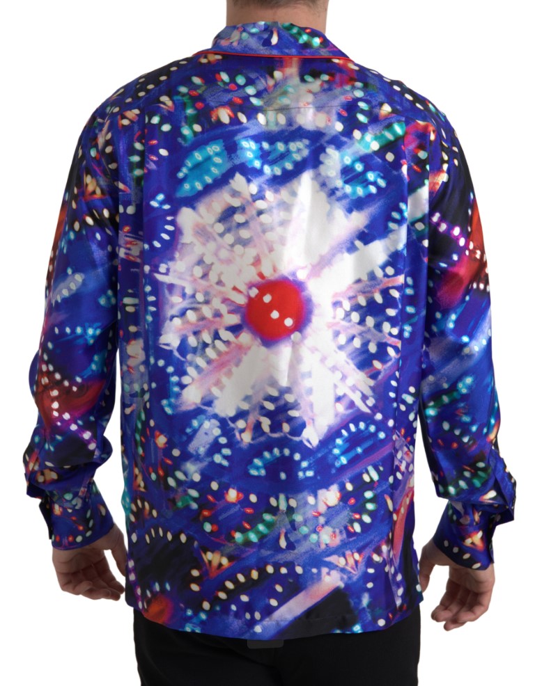 Dolce & Gabbana Psychedelic Print Silk Pajama Shirt