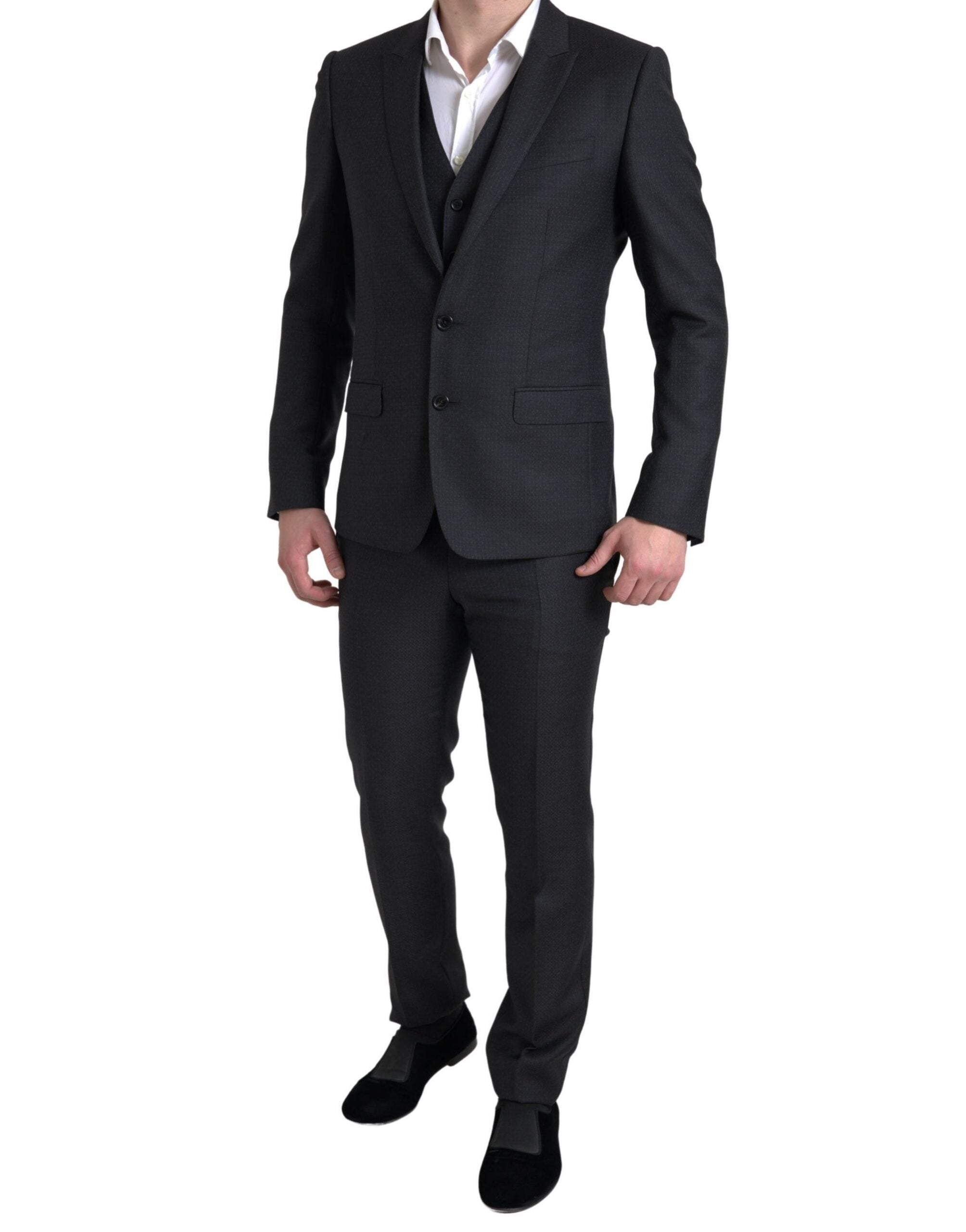 Dolce &amp; Gabbana Κομψή μαύρη φόρμα Martini Slim Fit 3 τεμαχίων