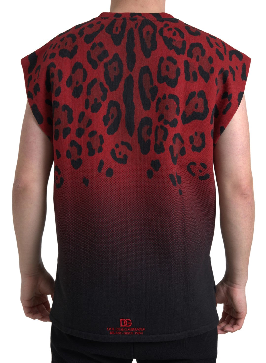 Dolce &amp; Gabbana Red Leopard Print Top Cotton Tank Top