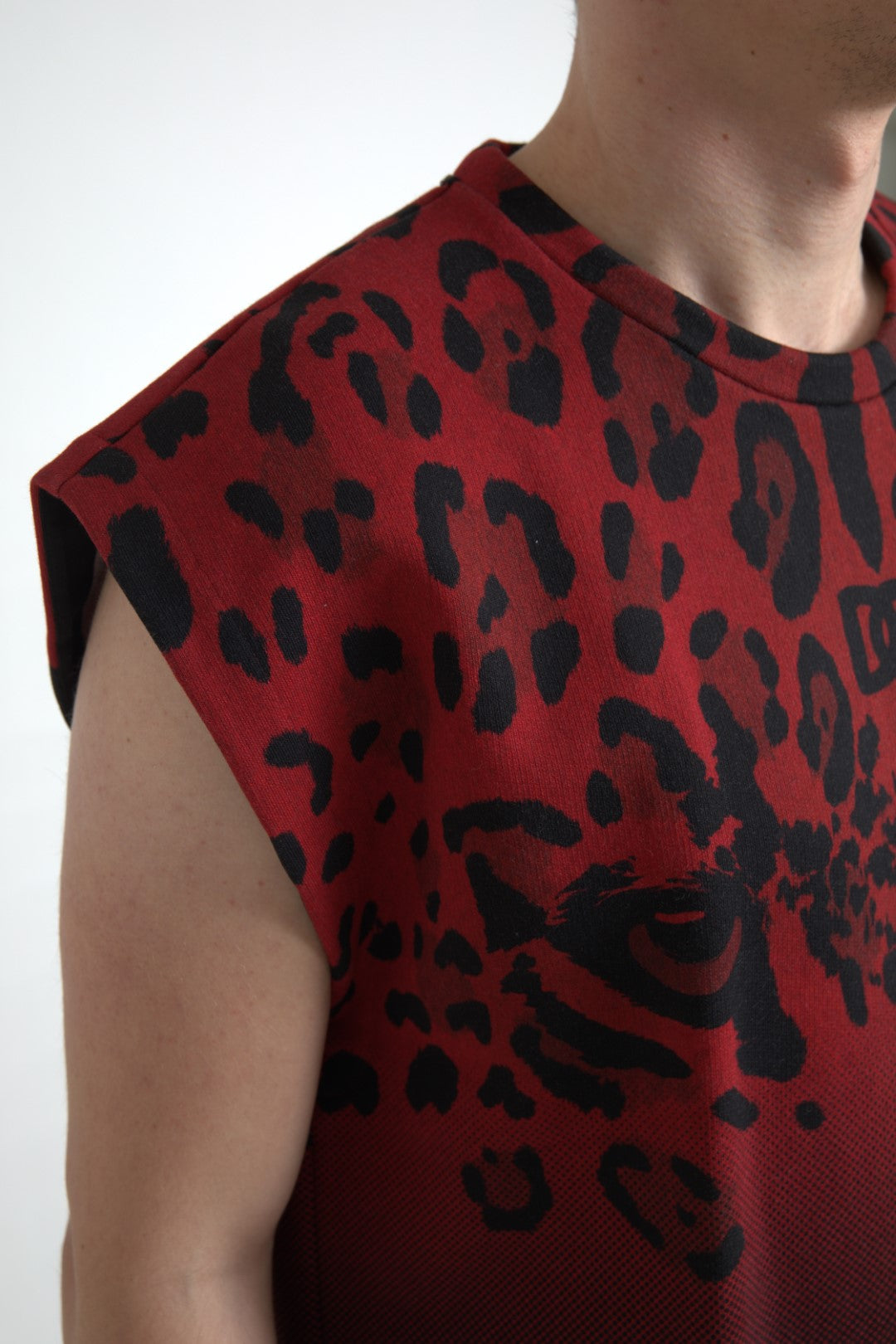 Dolce &amp; Gabbana Red Leopard Print Top Cotton Tank Top