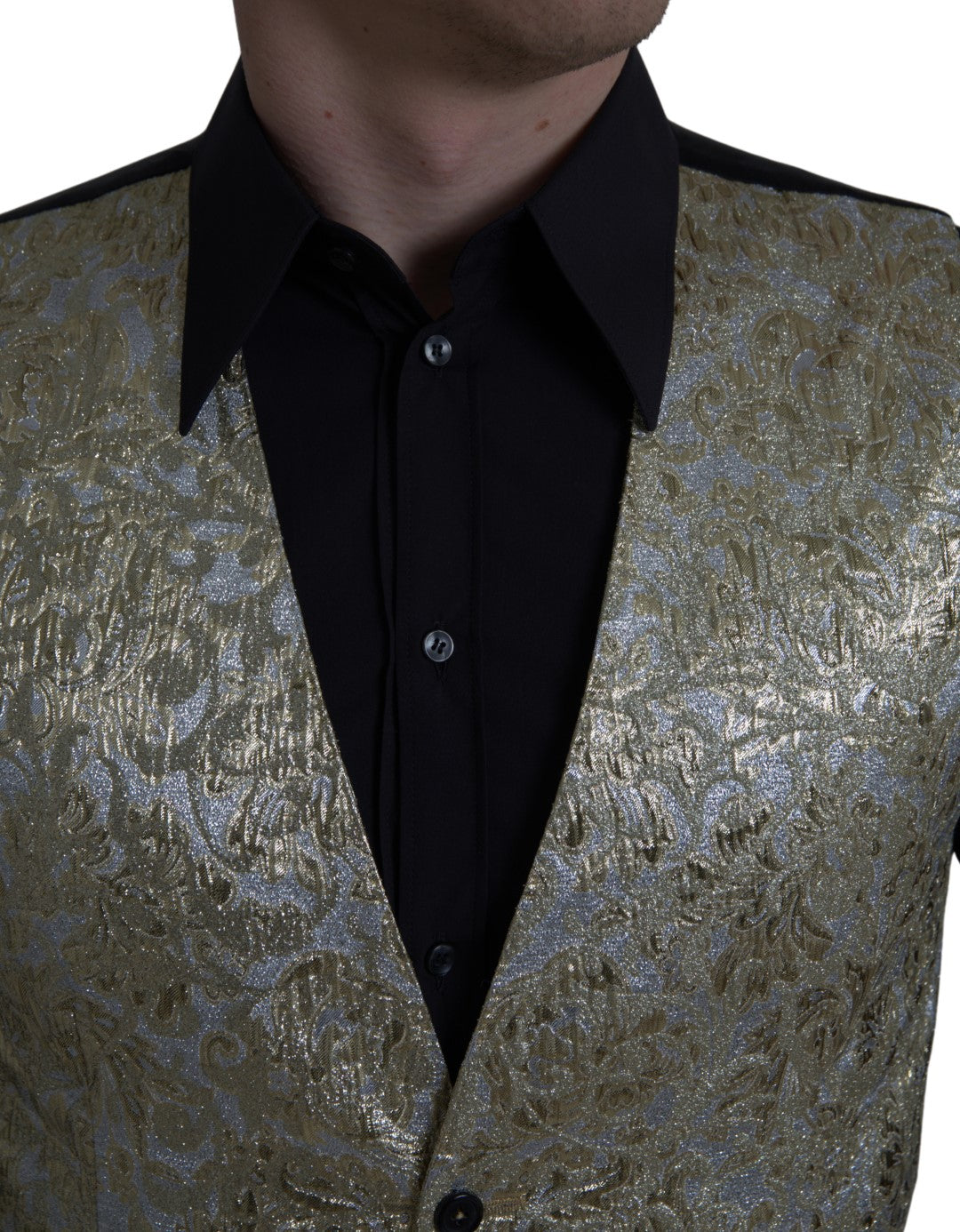 Dolce & Gabbana Elegant Gold Silk Formal Vest