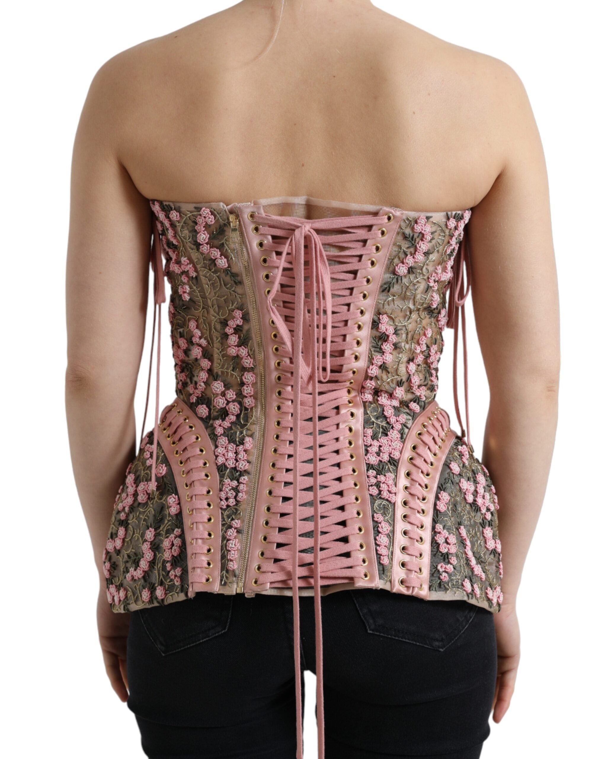 Dolce &amp; Gabbana Silken Nylon Bustier Corset Top σε ροζ χρώμα