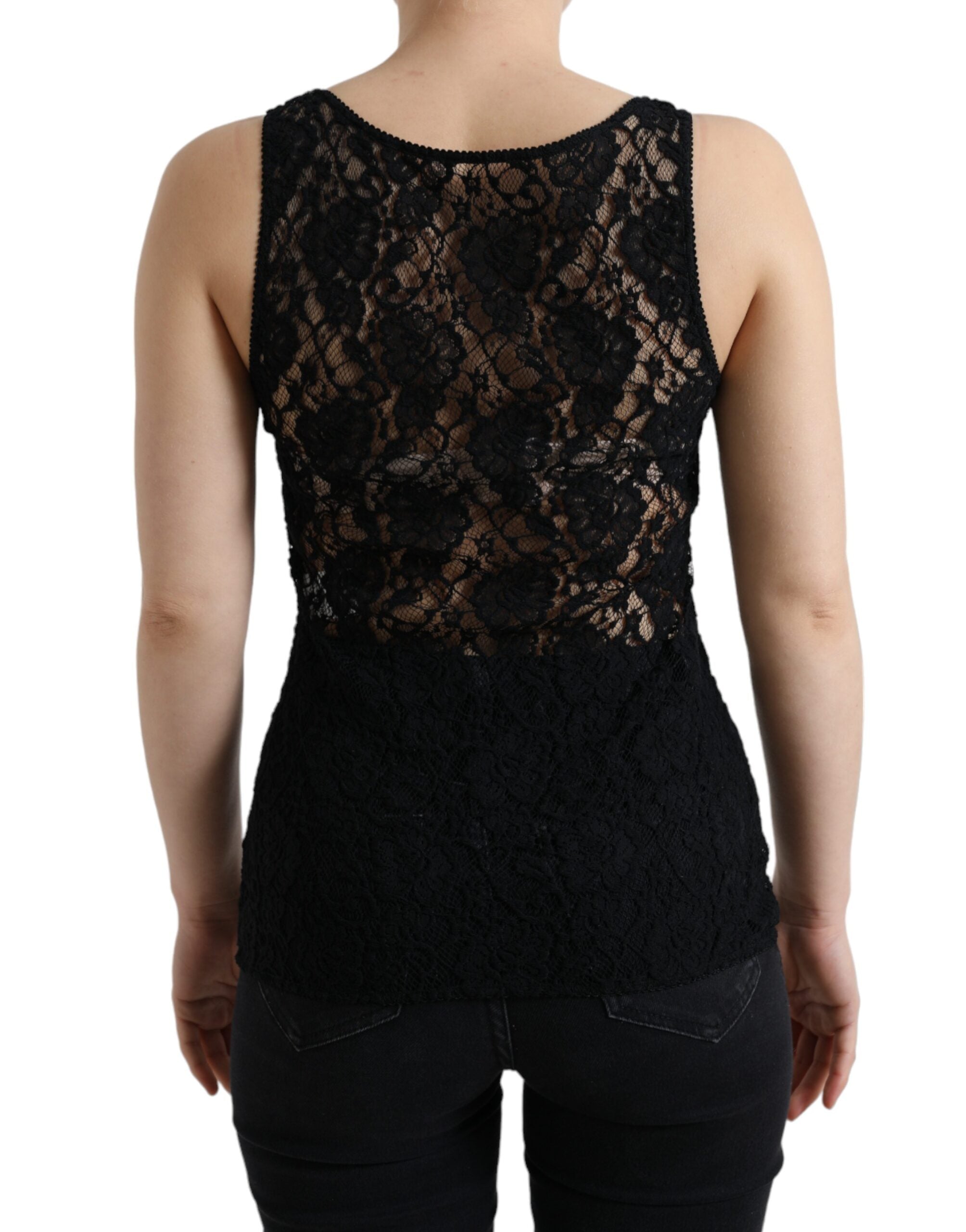 Κομψό Lace Tank Top Dolce &amp; Gabbana με ρίγα λογότυπου