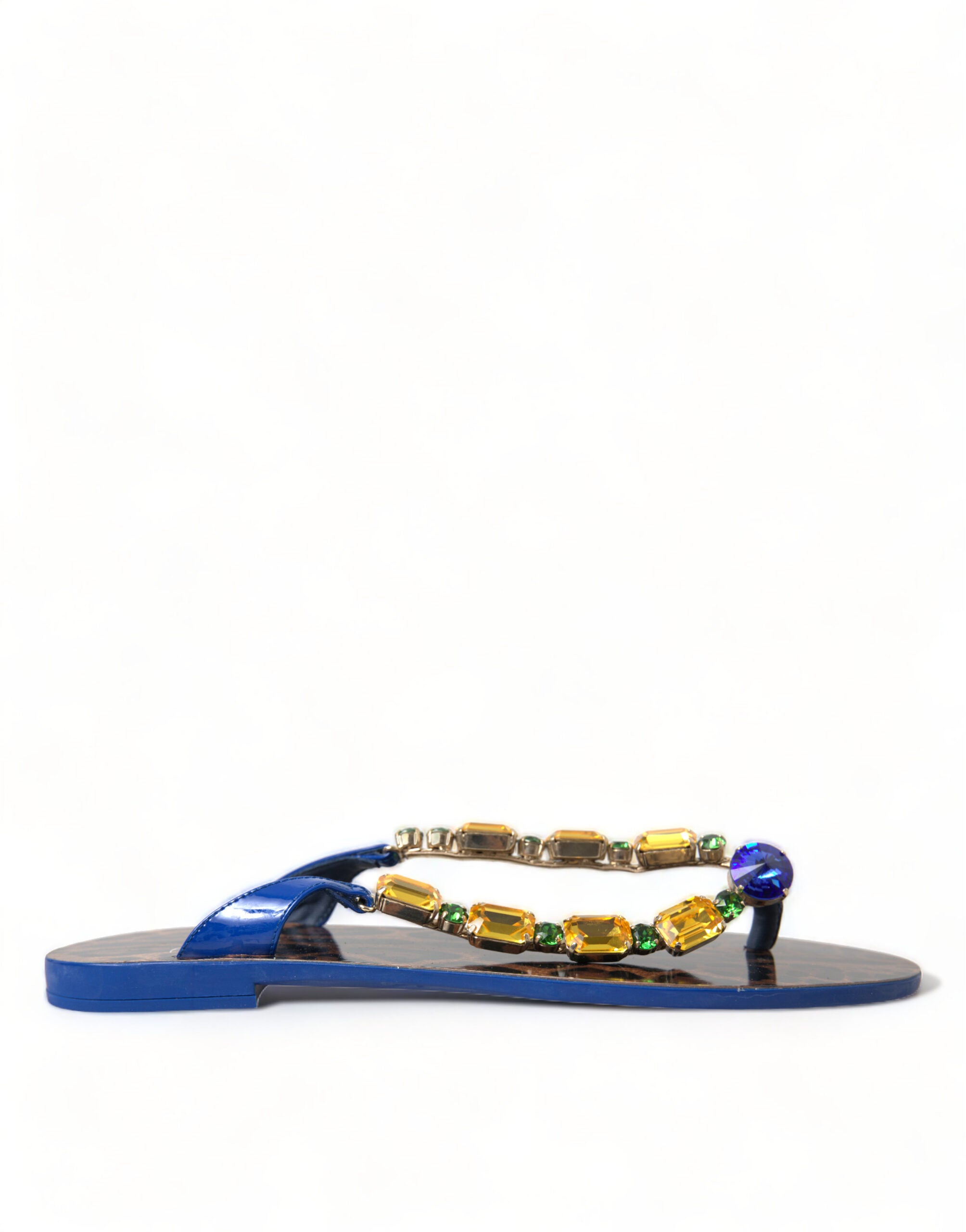 Dolce & Gabbana Elegant Blue Leather Flat Sandals