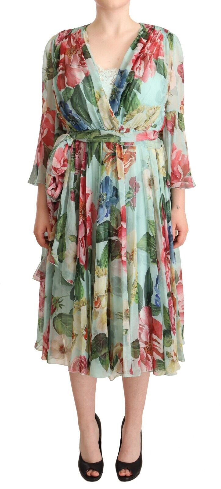 Φόρεμα Dolce &amp; Gabbana Floral Silk Midi Wrap