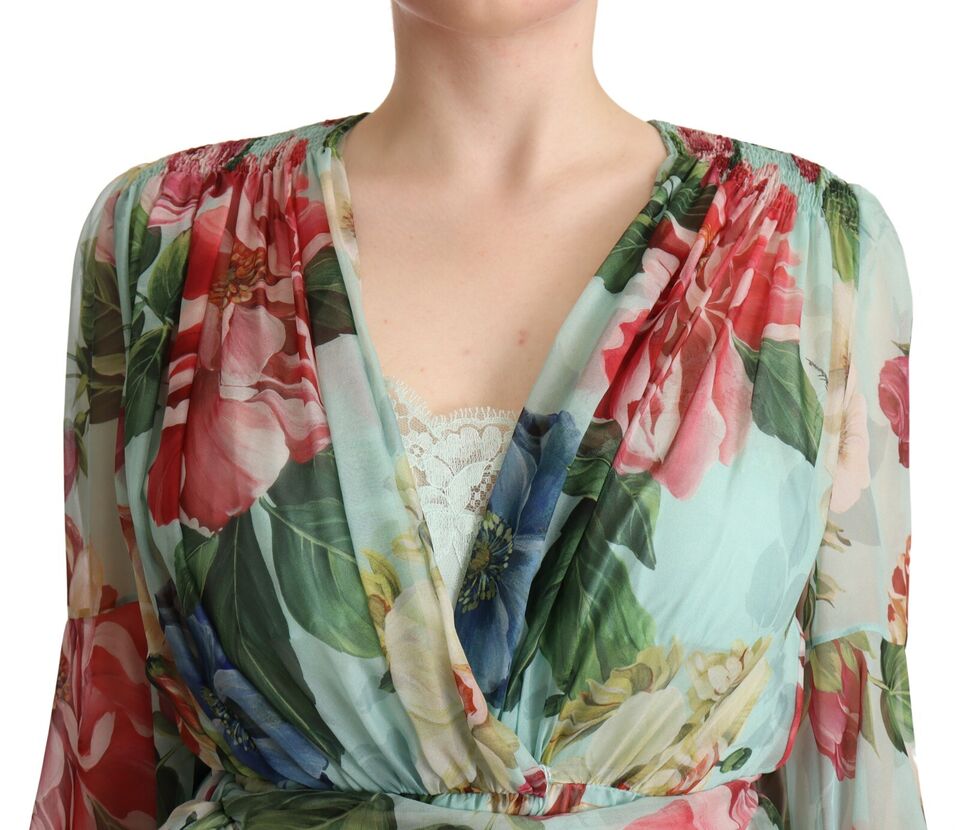 Φόρεμα Dolce &amp; Gabbana Floral Silk Midi Wrap