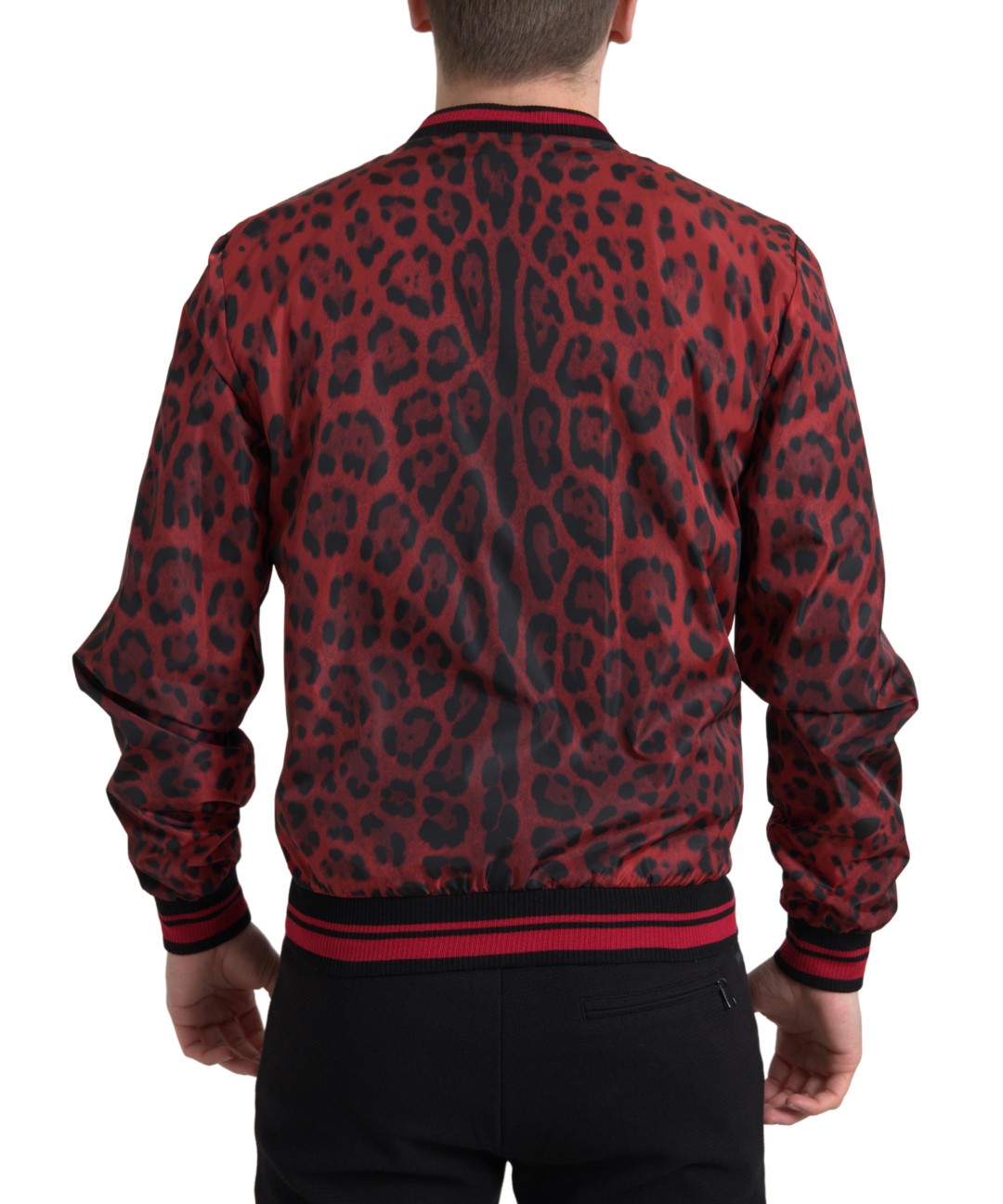 Dolce &amp; Gabbana Red Leopard Print Bomber Jacket