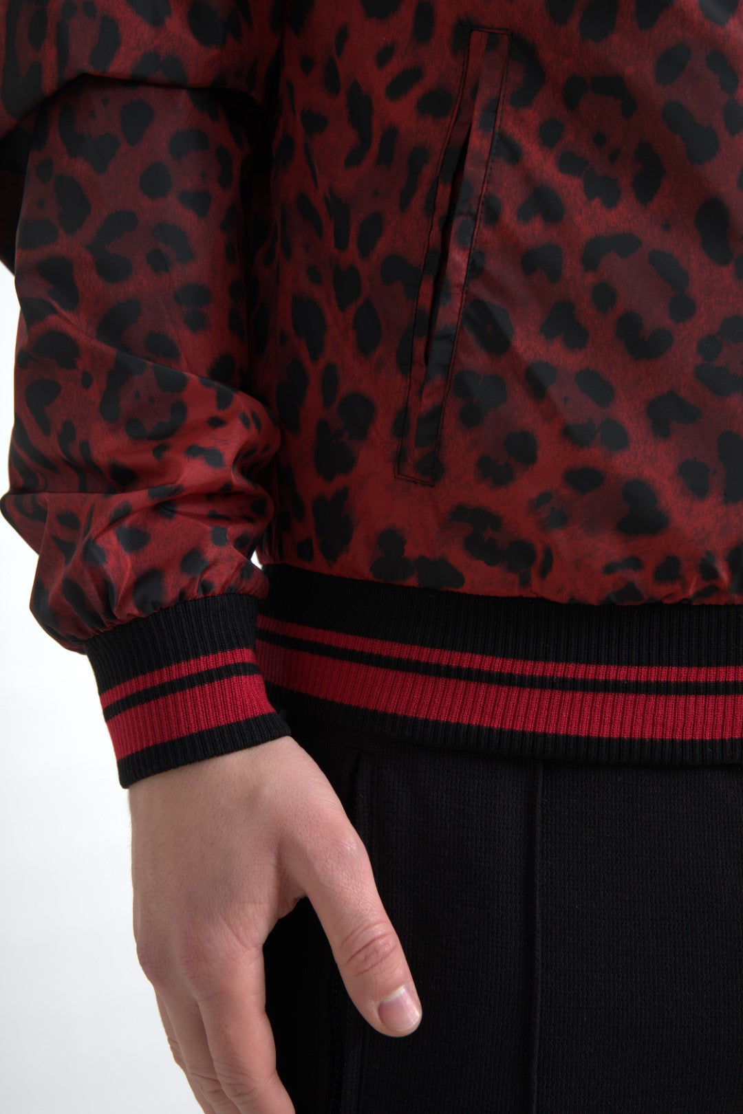 Dolce &amp; Gabbana Red Leopard Print Bomber Jacket